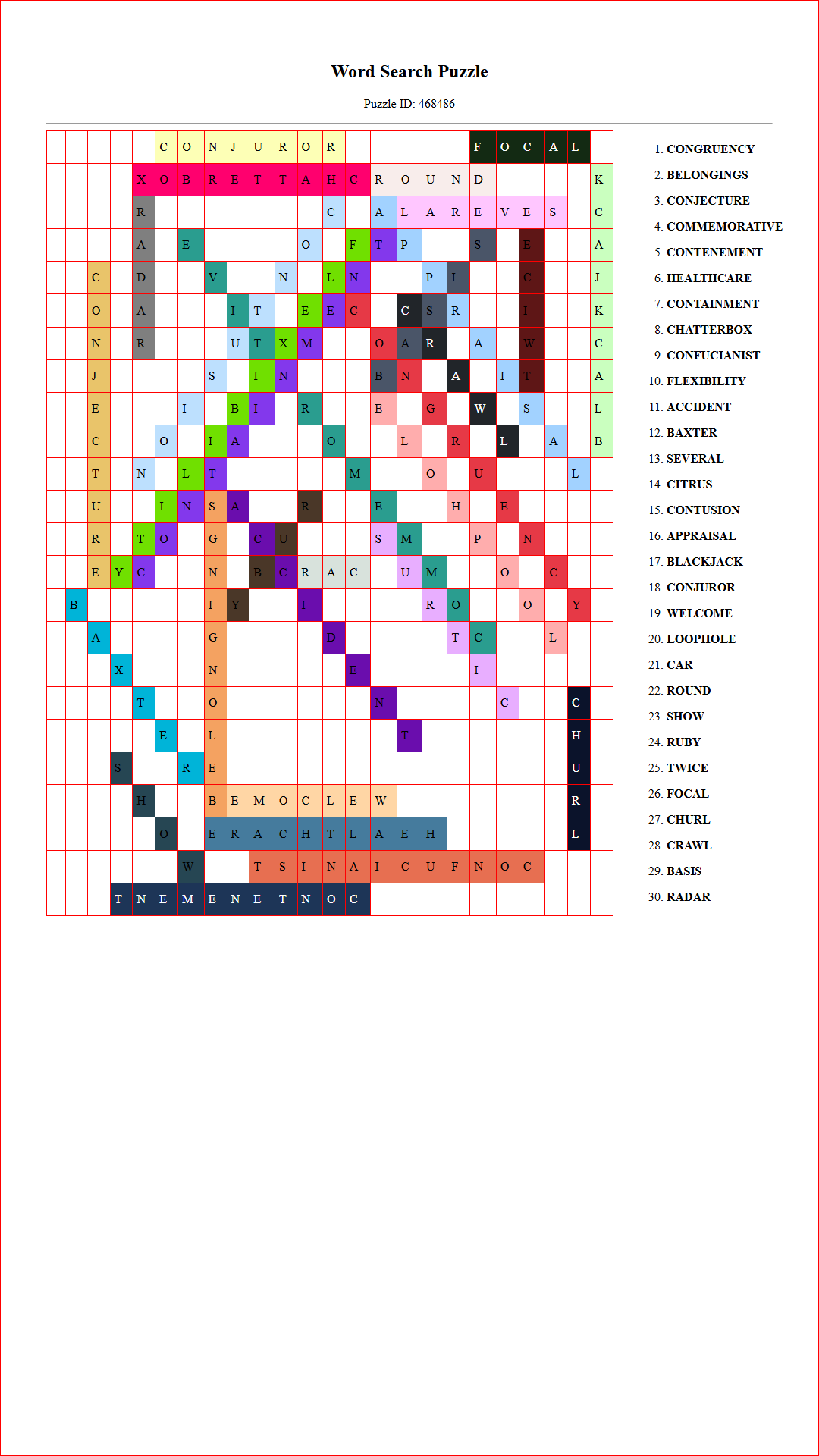 Solution of Printable word search puzzle for adults 143 (Puzzle id: 468486) Document