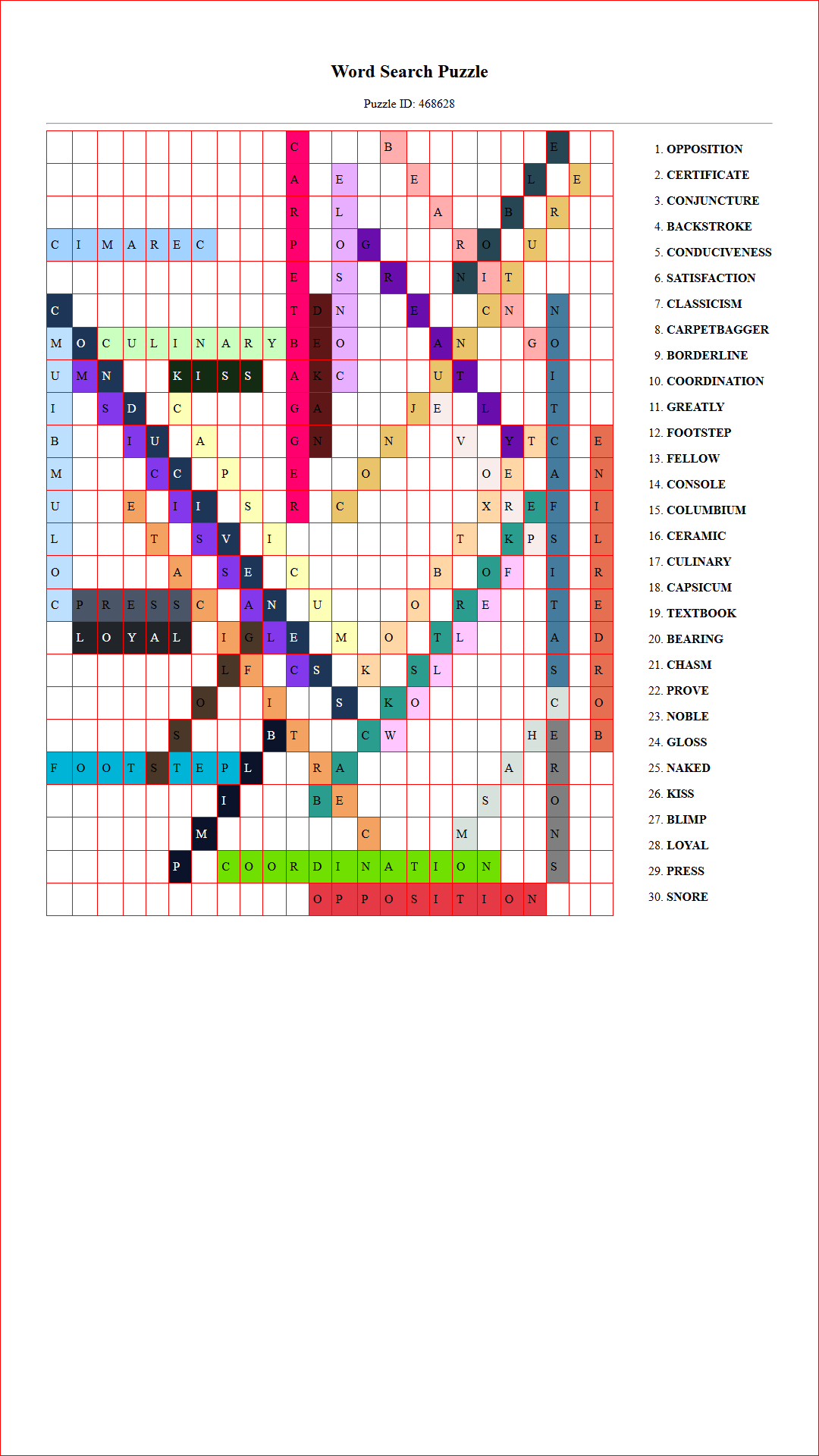 Solution of Printable word search puzzle for adults 366 (Puzzle id: 468628) Document