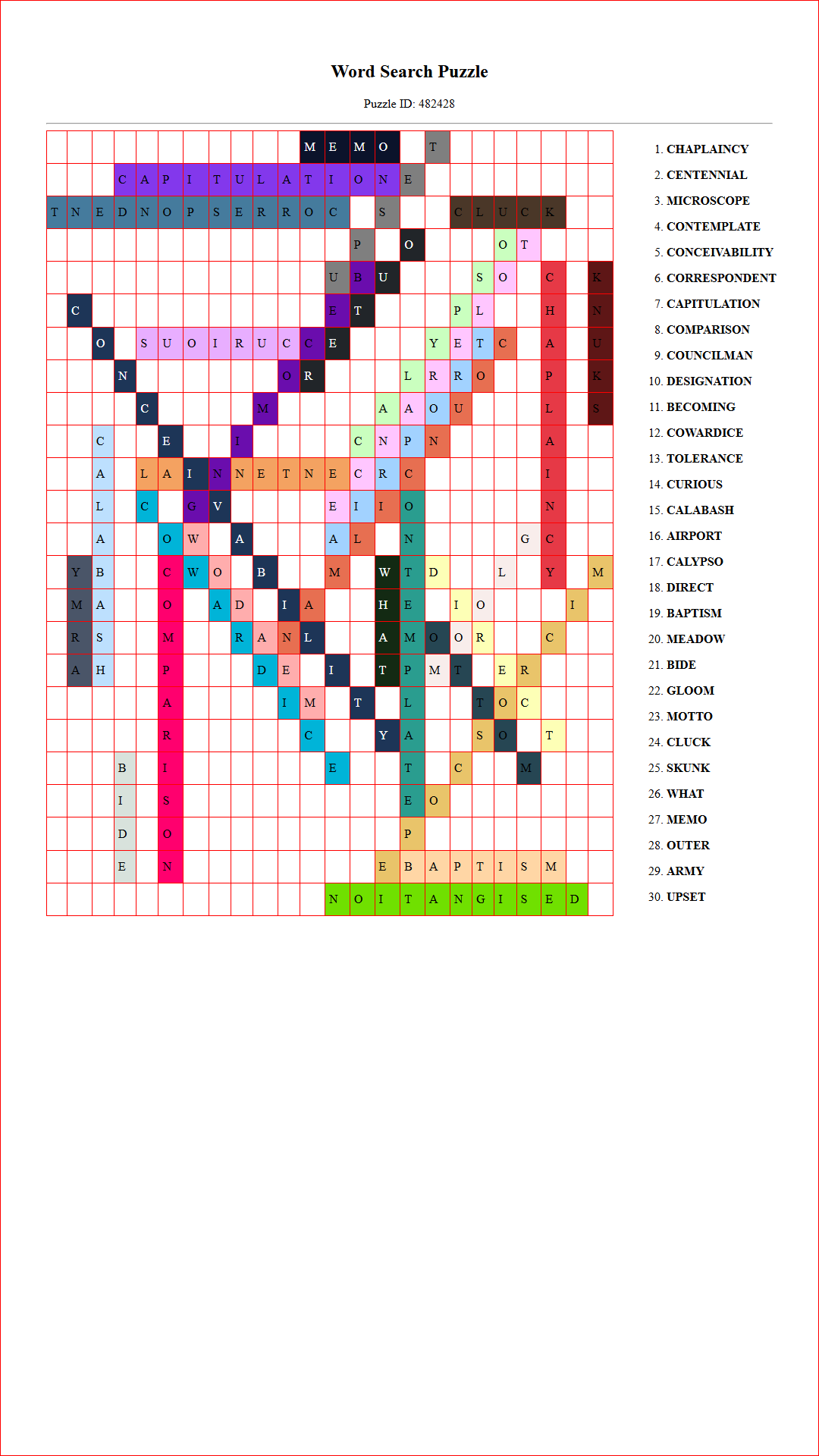 Solution of Printable word search puzzle for adults 122 (Puzzle id: 482428) Document