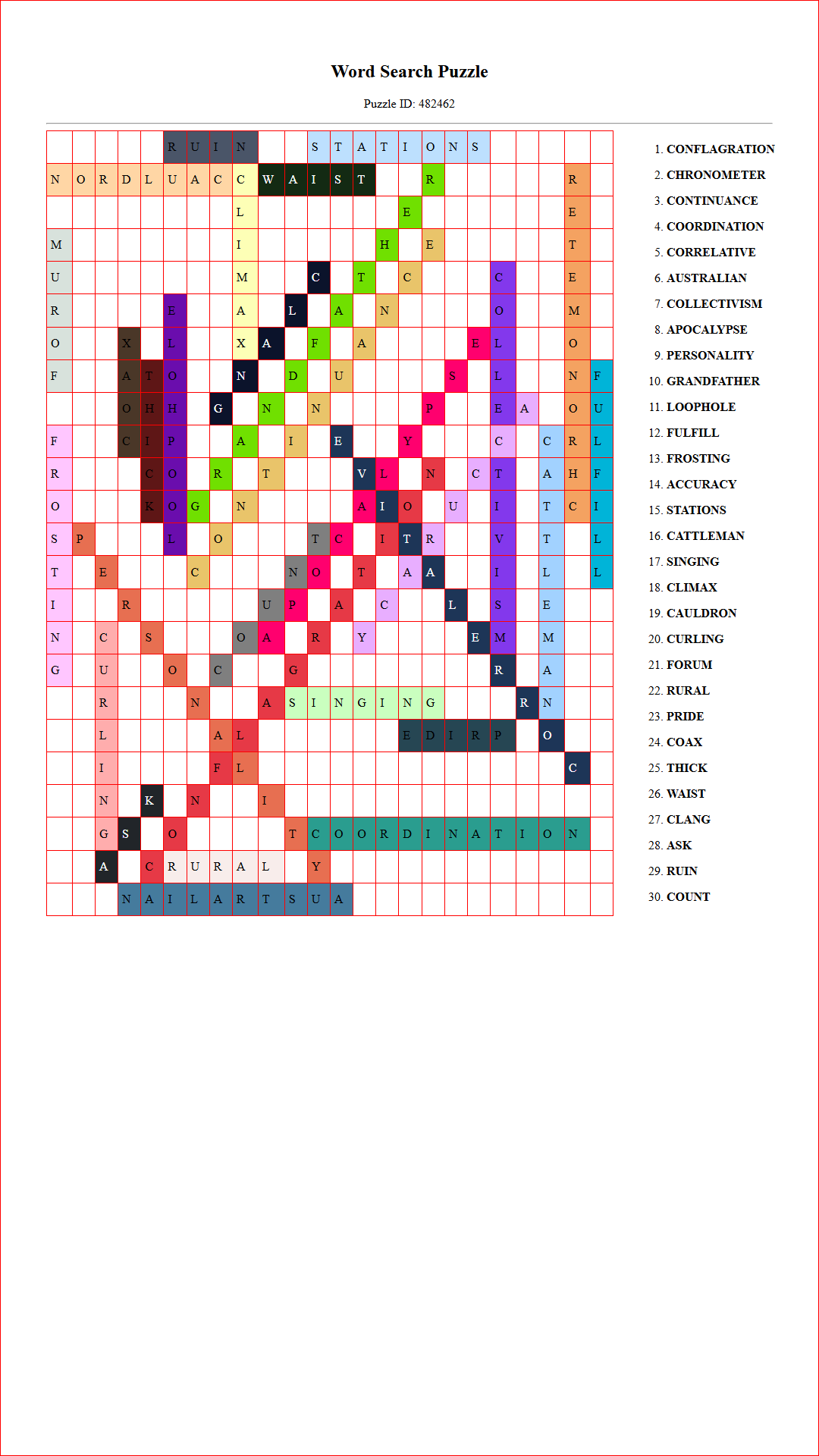 Solution of Printable word search puzzle for adults 97 (Puzzle id: 482462) Document