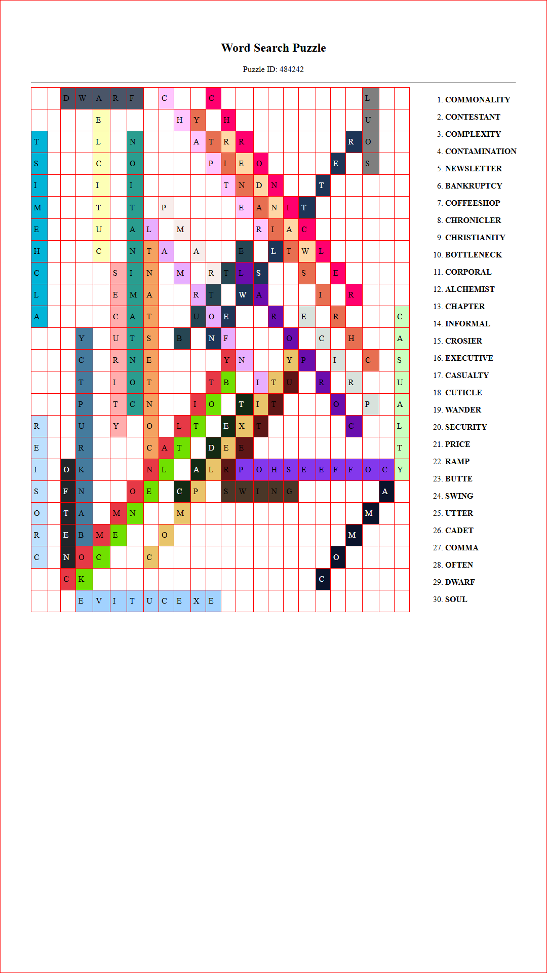 Solution of Printable word search puzzle for adults 252 (Puzzle id: 484242) Document