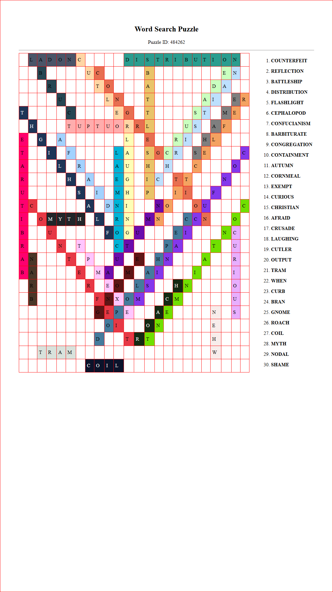 Solution of Printable word search puzzle for adults 356 (Puzzle id: 484262) Document