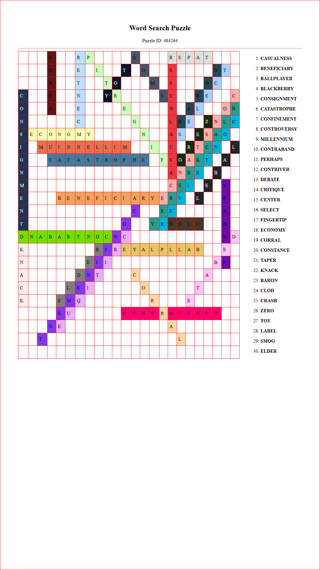 Solution of Printable word search puzzle for adults 96 (Puzzle id: 484264) Document
