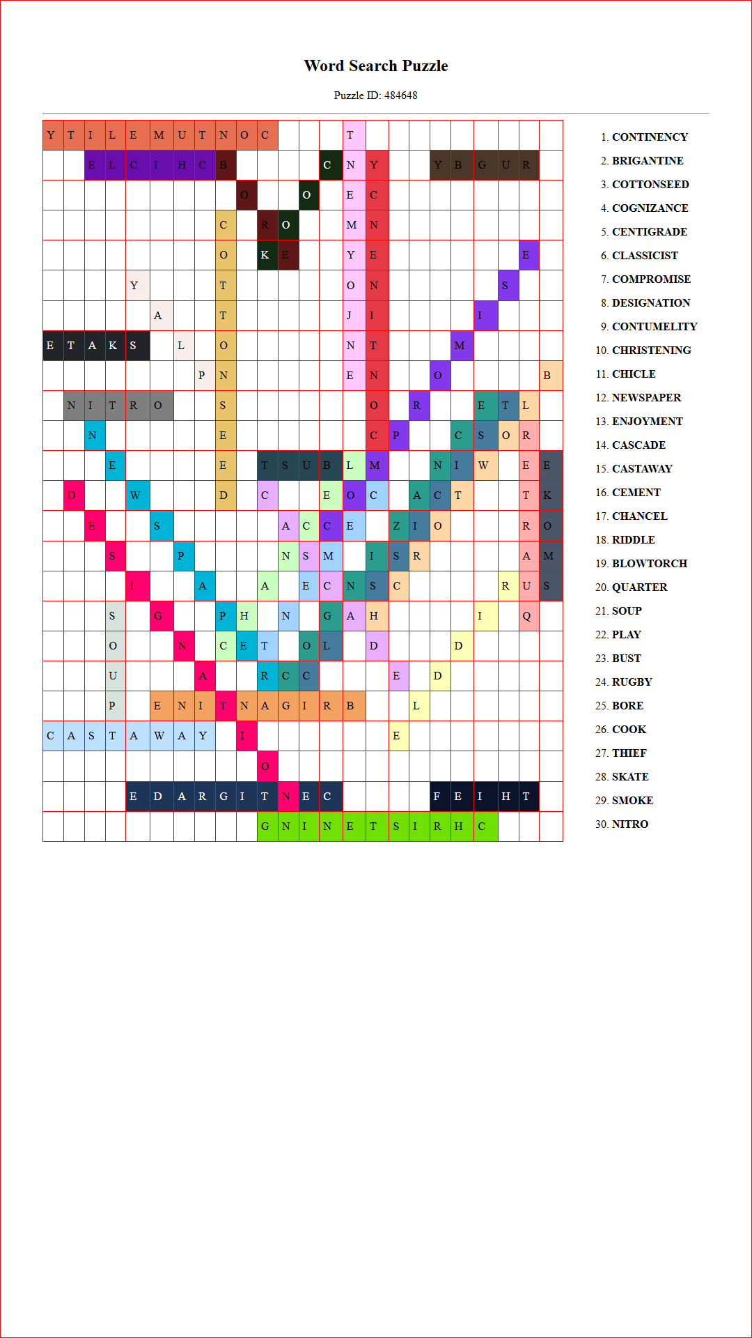 Solution of Printable word search puzzle for adults 267 (Puzzle id: 484648) Document