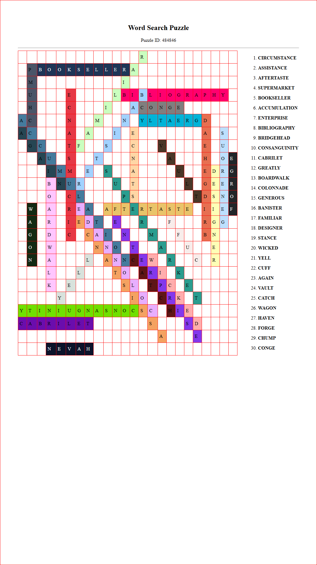 Solution of Printable word search puzzle for adults 364 (Puzzle id: 484846) Document