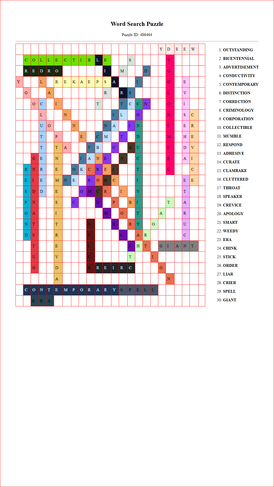 Solution of Printable word search puzzle for adults 198 (Puzzle id: 486464) Document