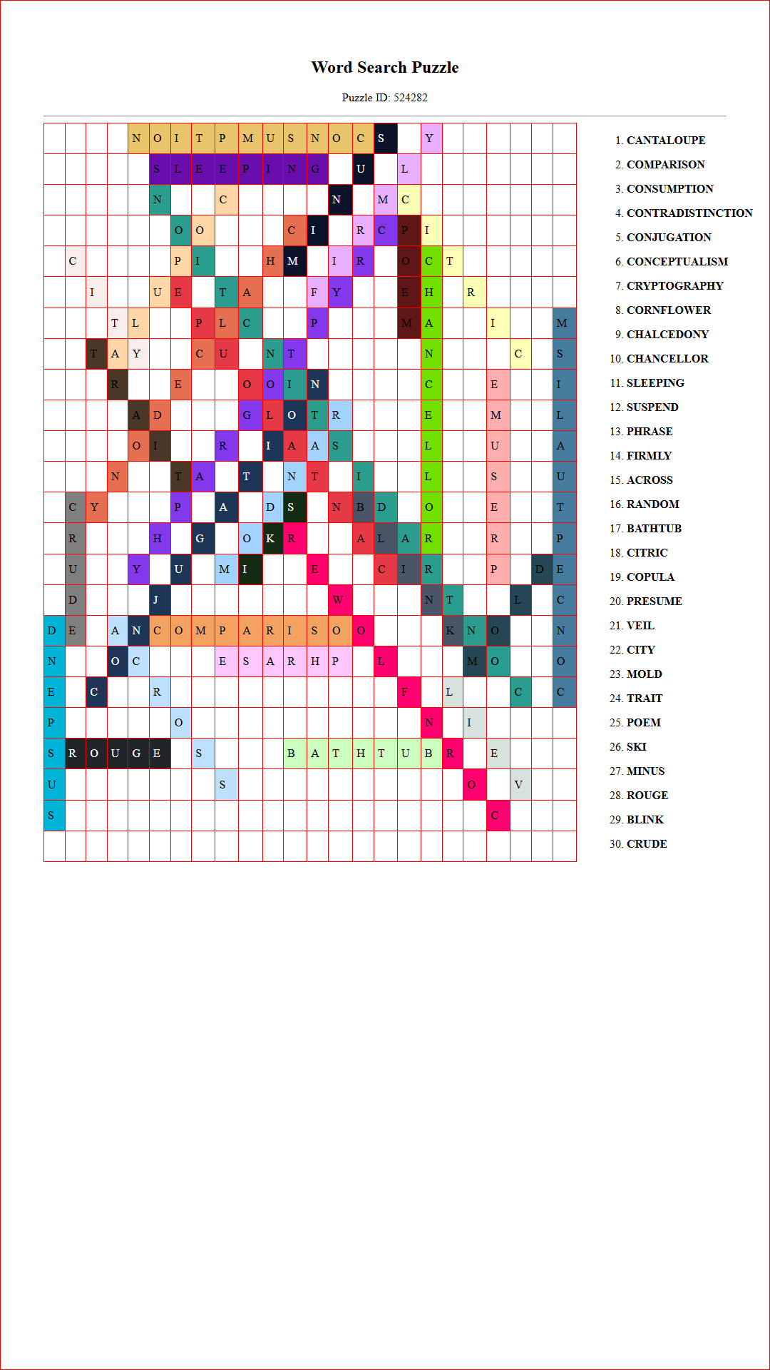 Solution of Printable word search puzzle for adults 3 (Puzzle id: 524282) Document