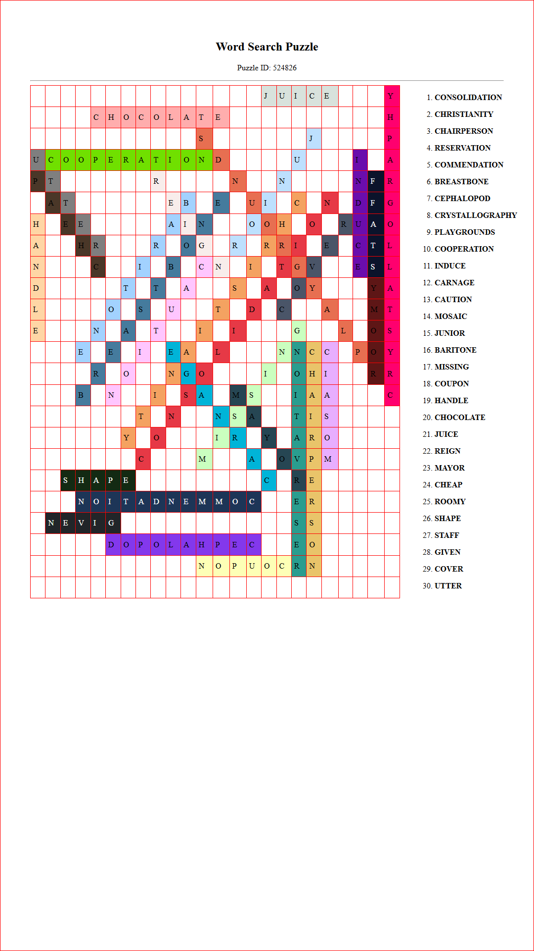 Solution of Printable word search puzzle for adults 193 (Puzzle id: 524826) Document