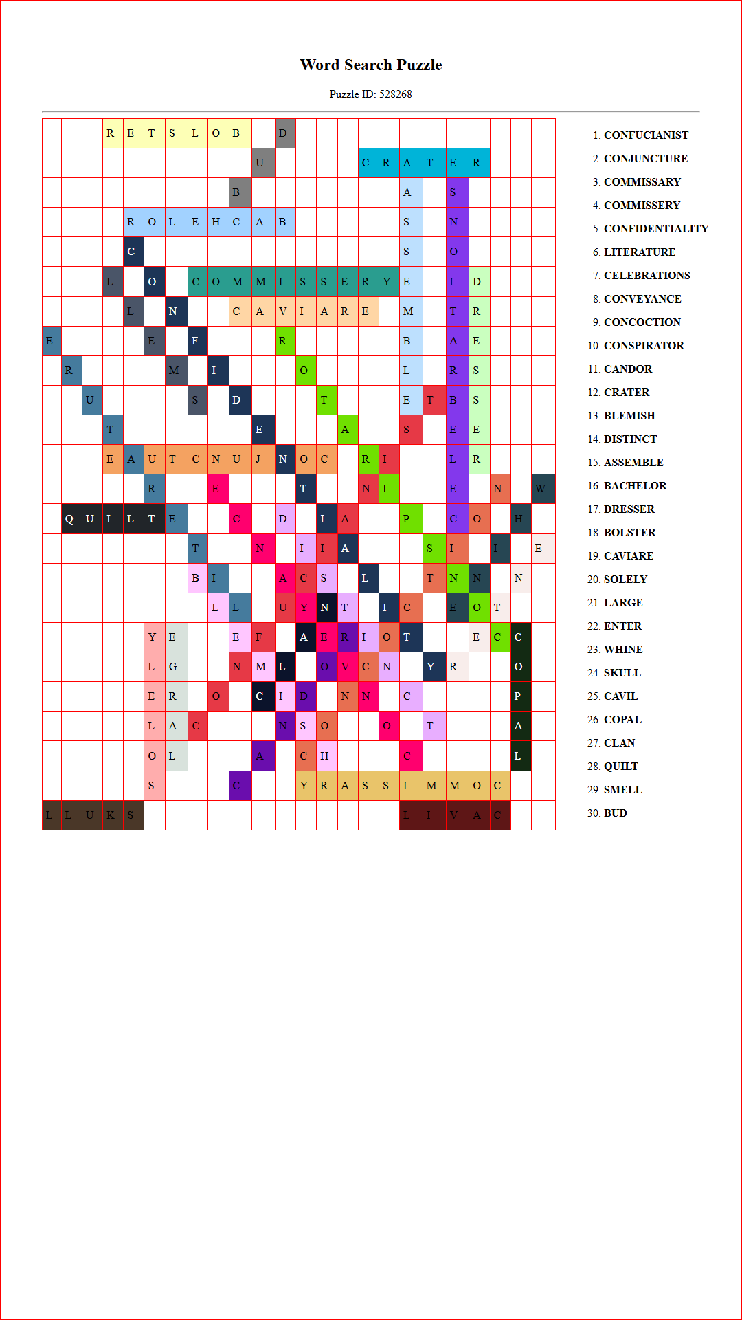 Solution of Printable word search puzzle for adults 59 (Puzzle id: 528268) Document