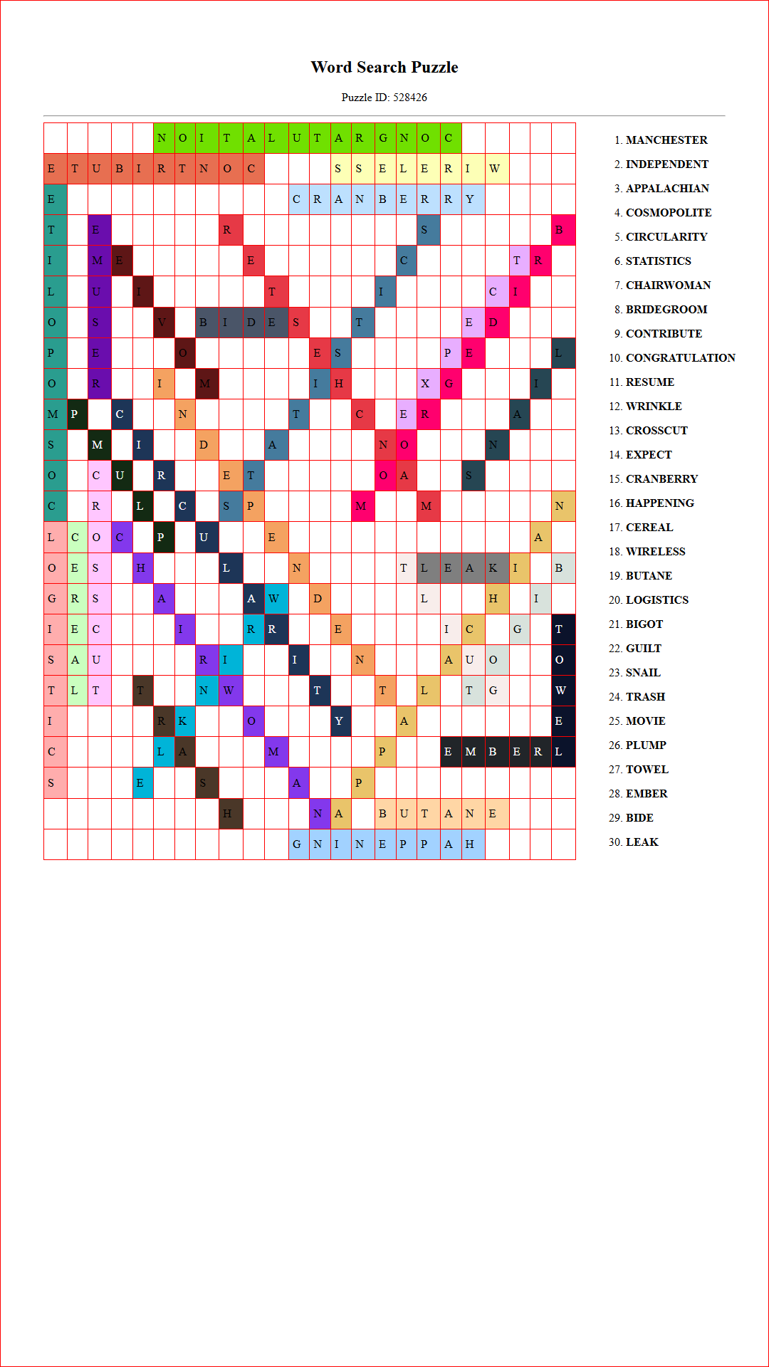 Solution of Printable word search puzzle for adults 279 (Puzzle id: 528426) Document