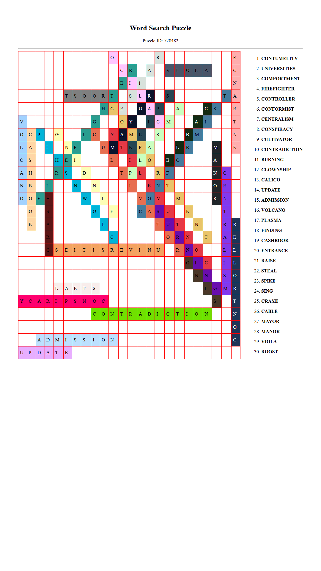 Solution of Printable word search puzzle for adults 320 (Puzzle id: 528482) Document