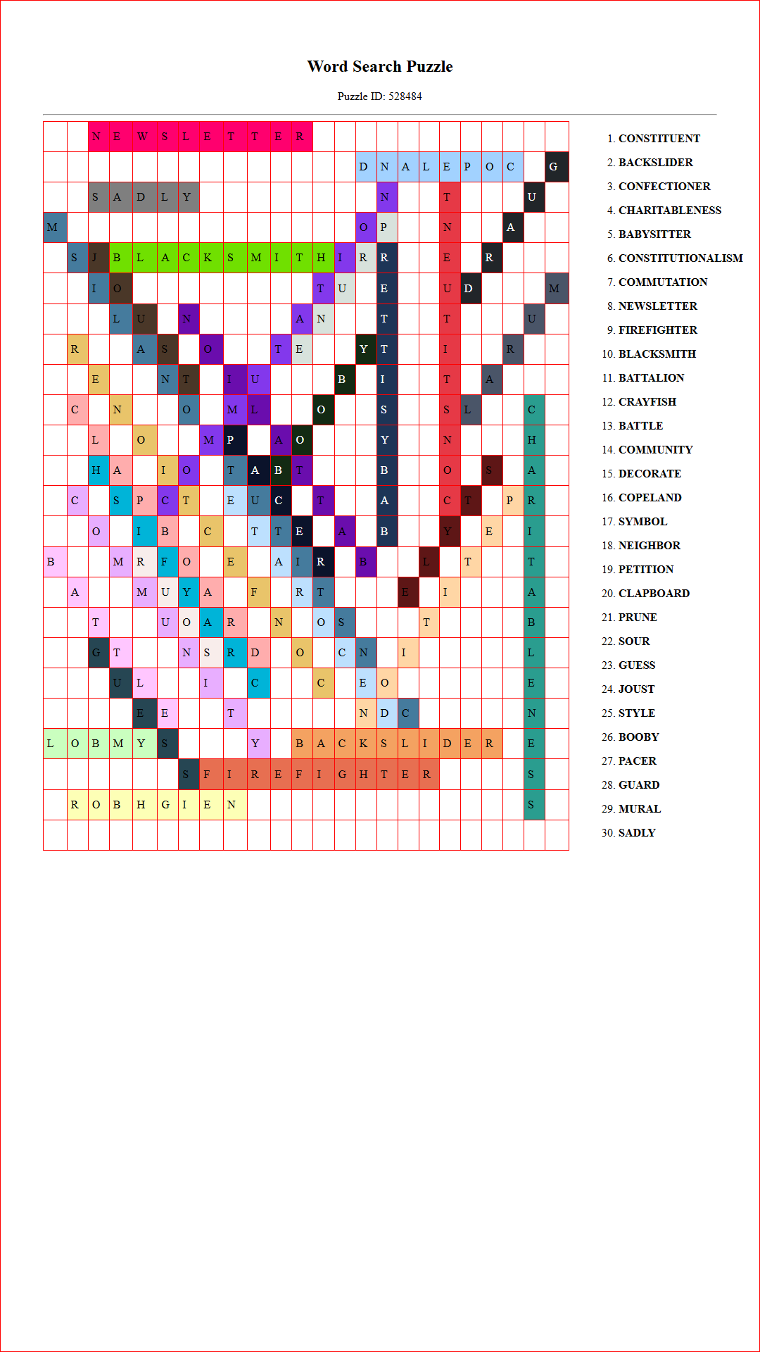 Solution of Printable word search puzzle for adults 254 (Puzzle id: 528484) Document