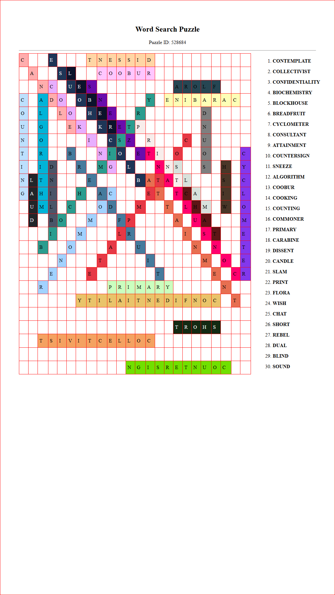 Solution of Printable word search puzzle for adults 321 (Puzzle id: 528684) Document