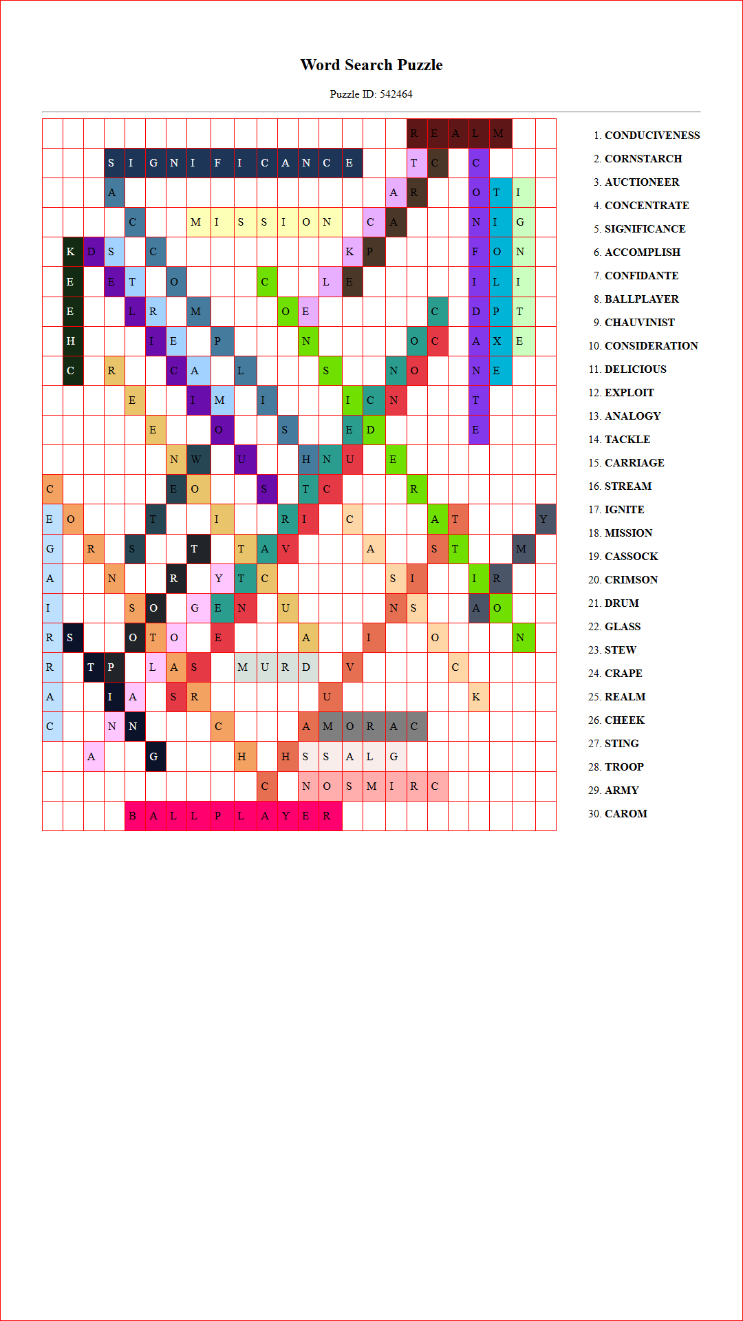 Solution of Printable word search puzzle for adults 358 (Puzzle id: 542464) Document