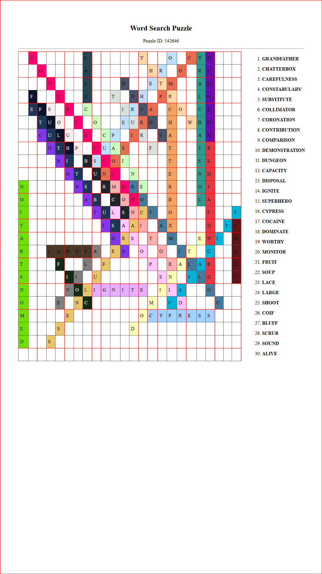 Solution of Printable word search puzzle for adults 116 (Puzzle id: 542646) Document