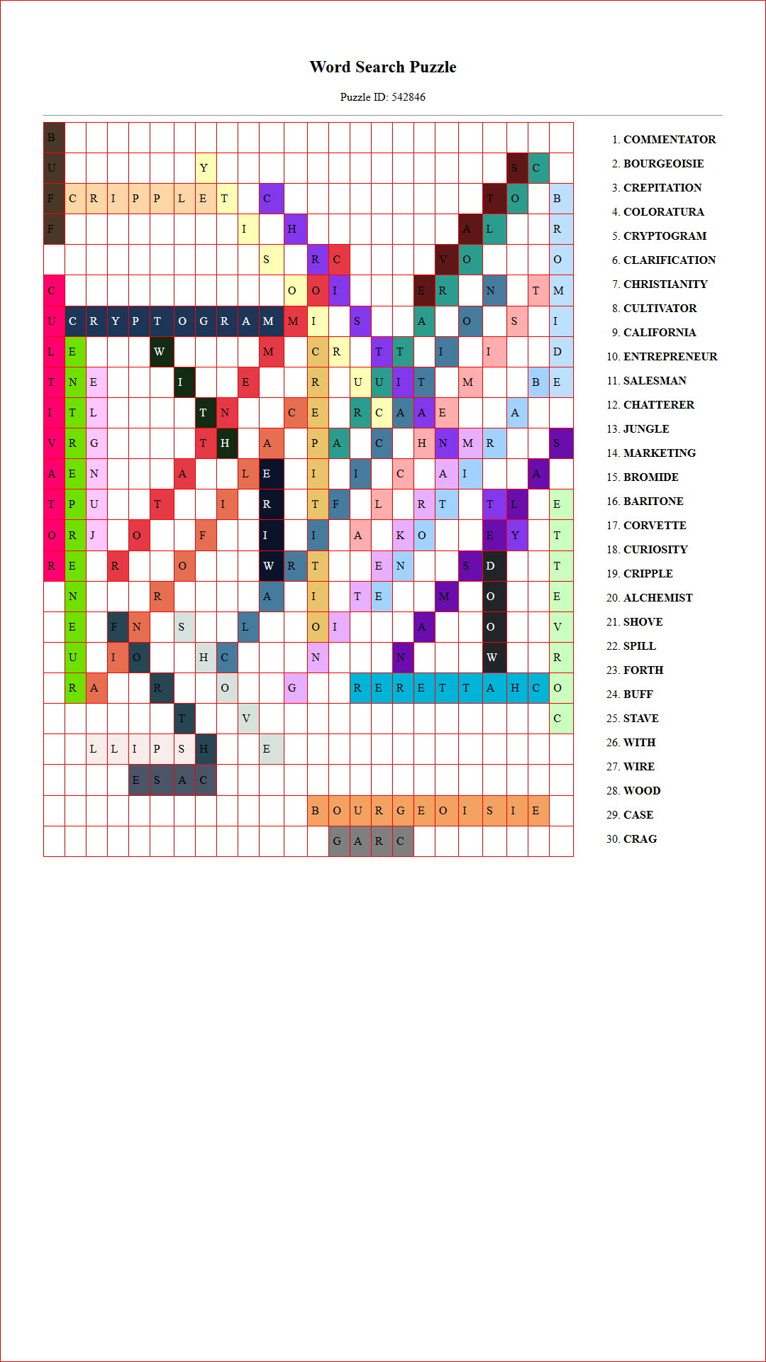 Solution of Printable word search puzzle for adults 379 (Puzzle id: 542846) Document