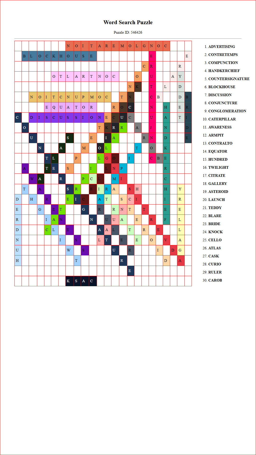 Solution of Printable word search puzzle for adults 448 (Puzzle id: 546426) Document