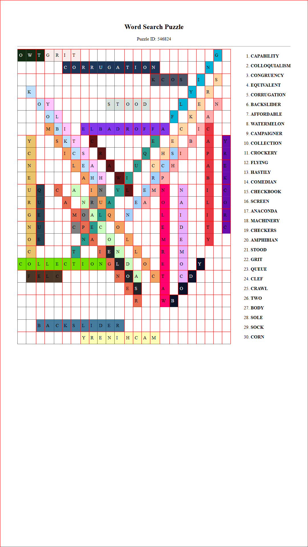 Solution of Printable word search puzzle for adults 374 (Puzzle id: 546824) Document