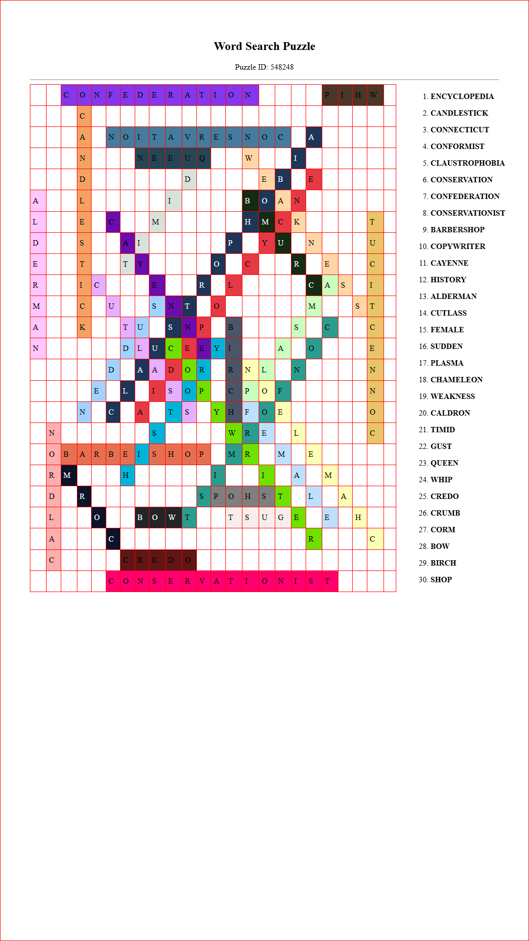 Solution of Printable word search puzzle for adults 68 (Puzzle id: 548248) Document