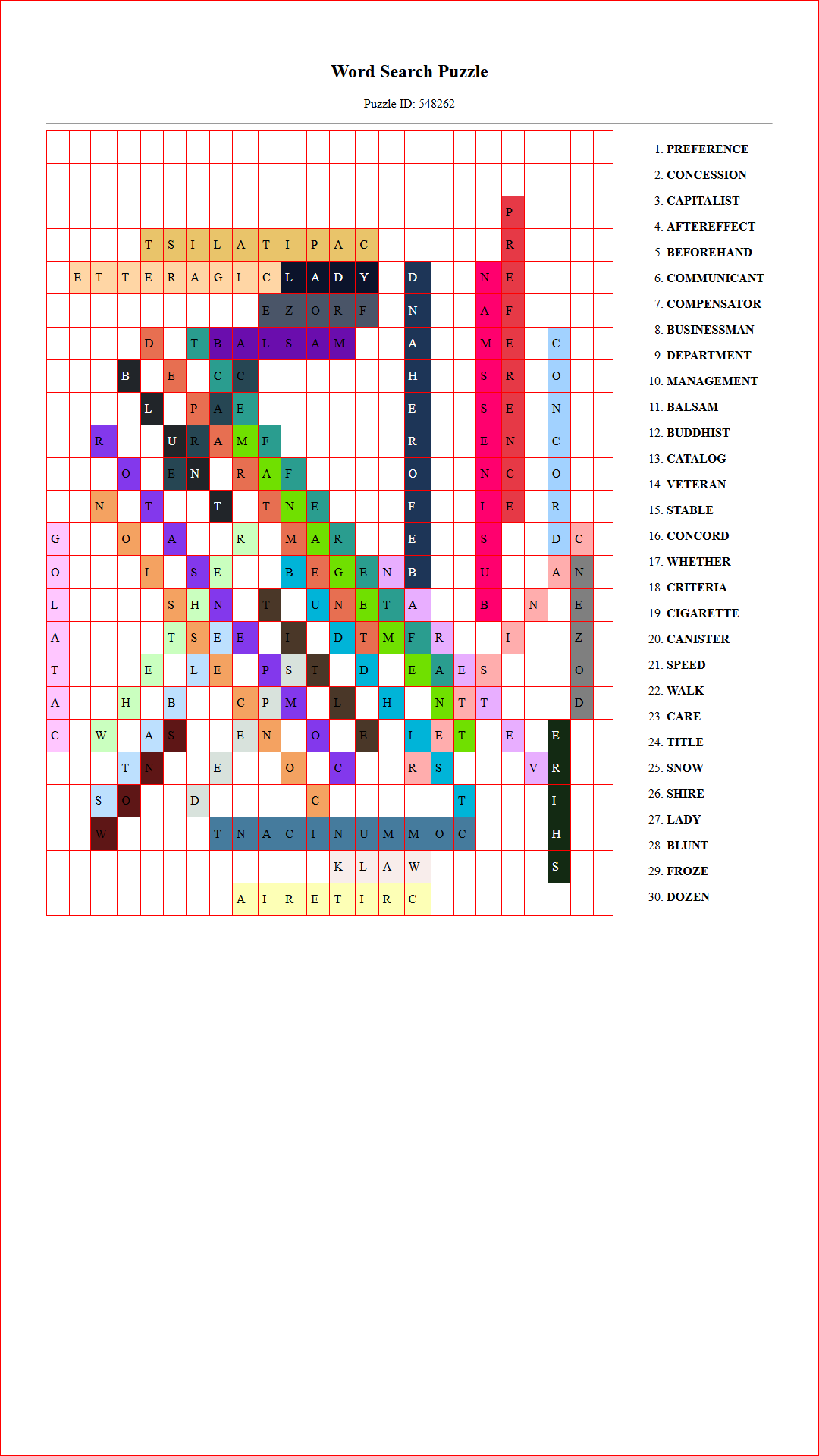 Solution of Printable word search puzzle for adults 512 (Puzzle id: 548262) Document
