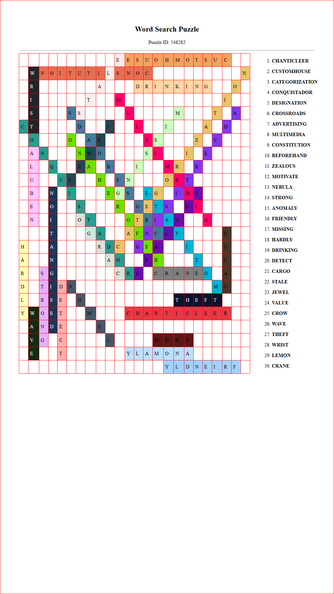 Solution of Printable word search puzzle for adults 343 (Puzzle id: 548282) Document