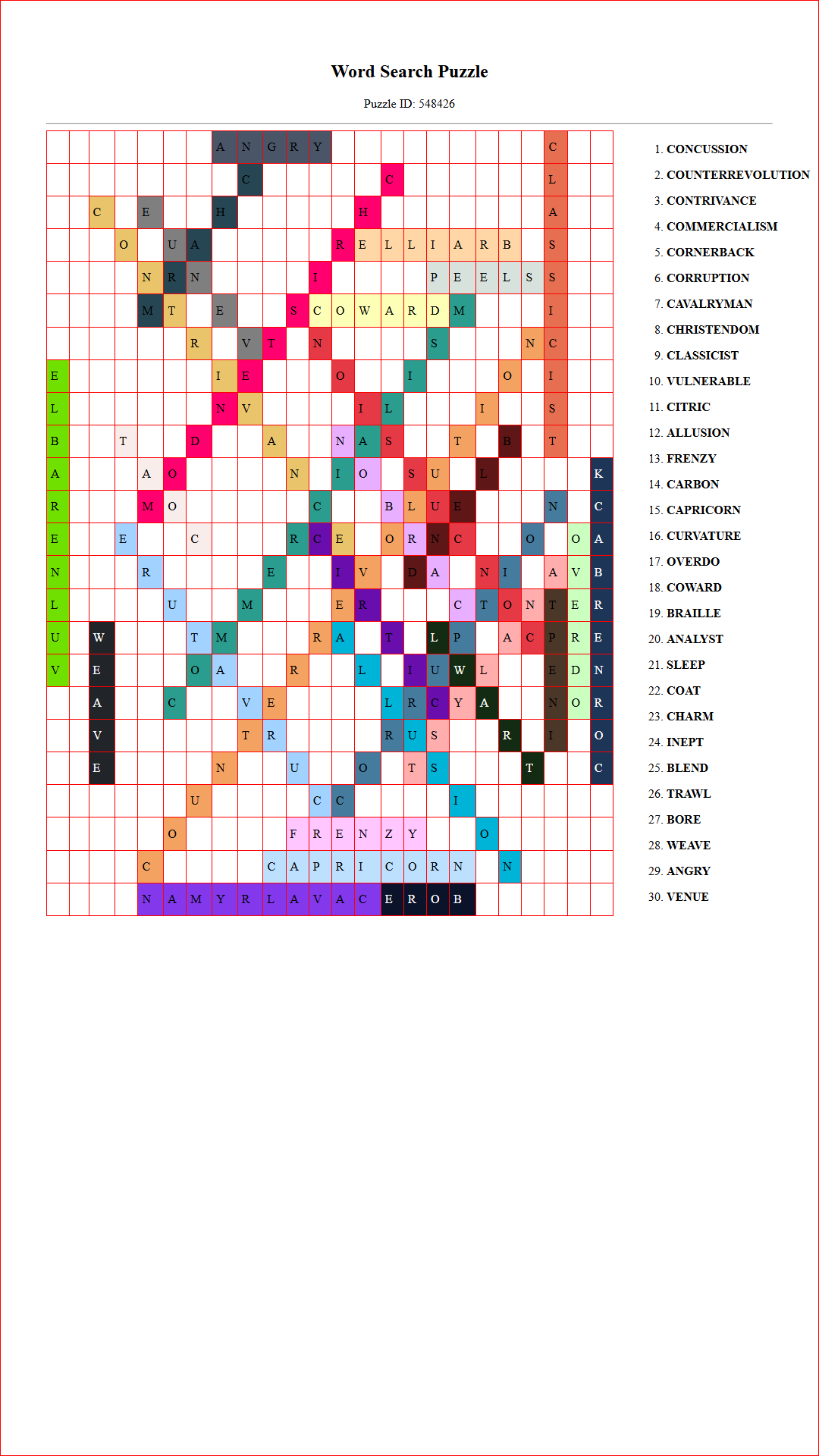 Solution of Printable word search puzzle for adults 66 (Puzzle id: 548426) Document
