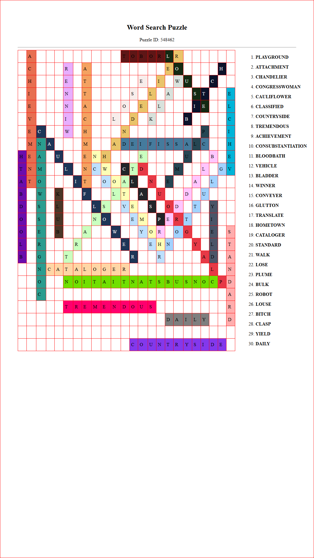 Solution of Printable word search puzzle for adults 405 (Puzzle id: 548462) Document