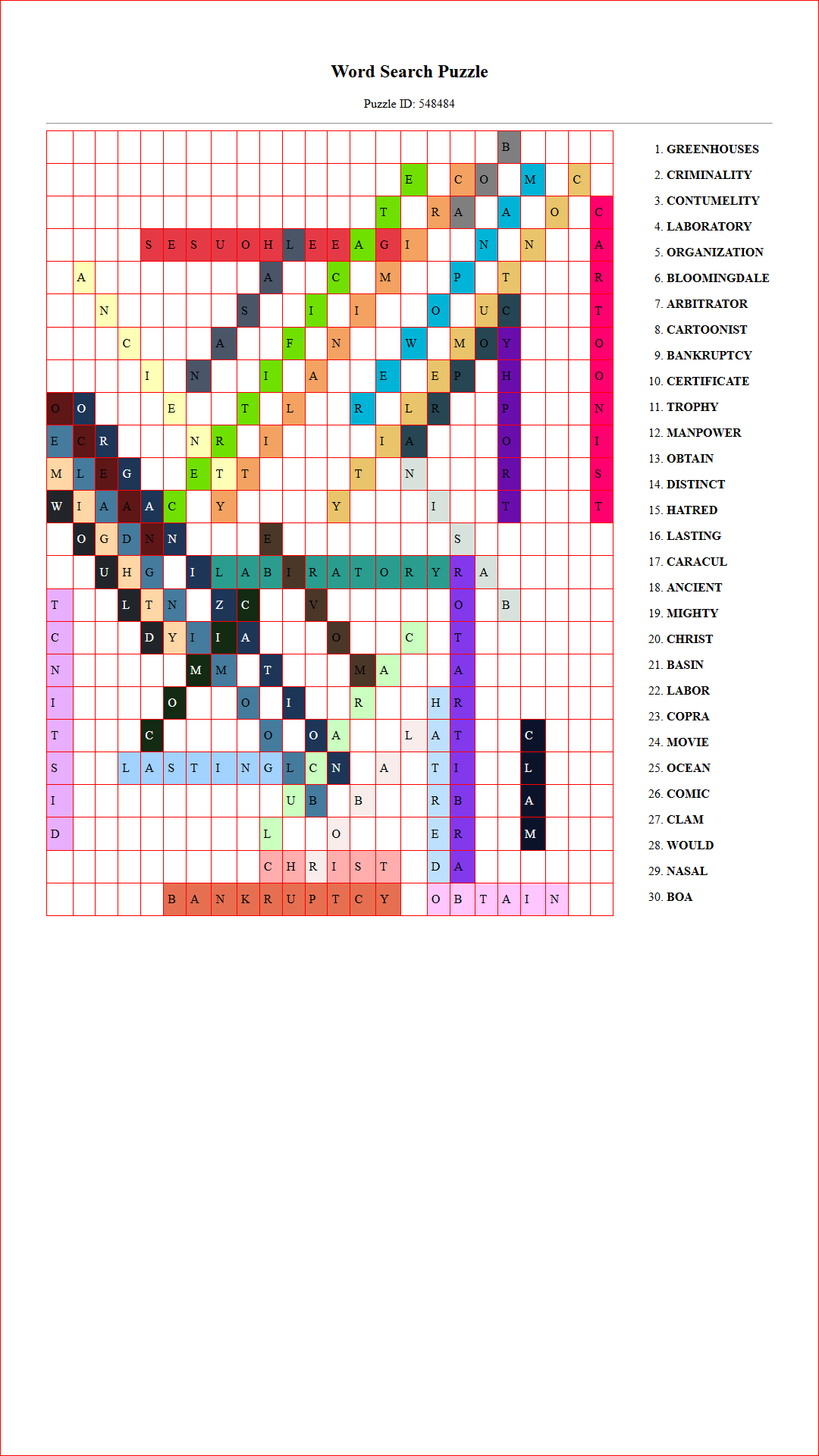 Solution of Printable word search puzzle for adults 510 (Puzzle id: 548484) Document