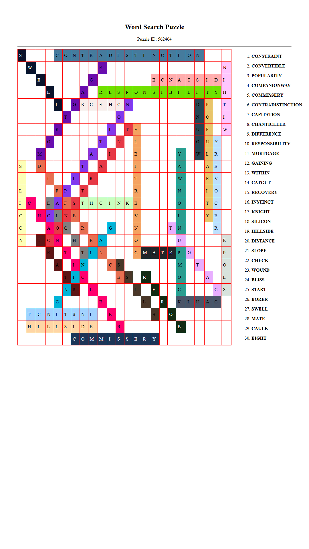 Solution of Printable word search puzzle for adults 508 (Puzzle id: 562464) Document