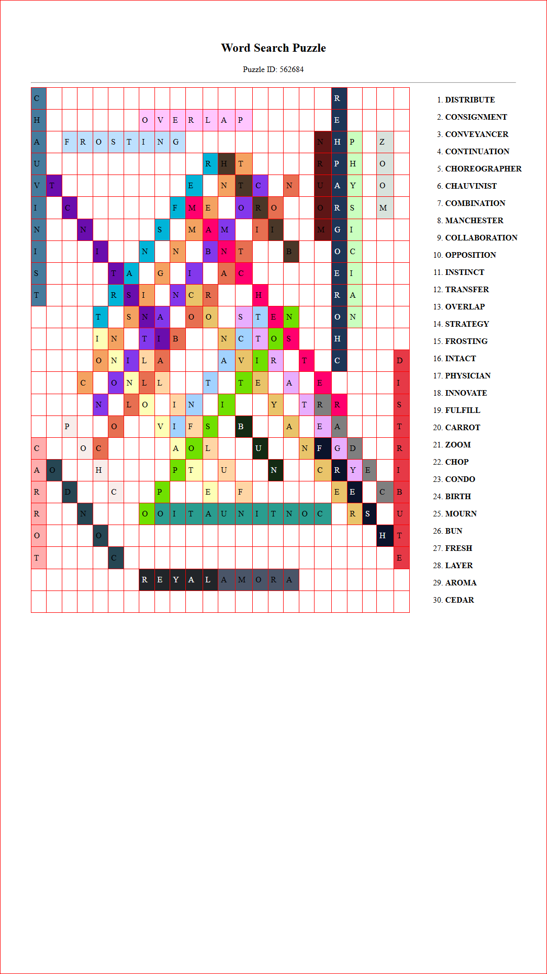 Solution of Printable word search puzzle for adults 209 (Puzzle id: 562684) Document