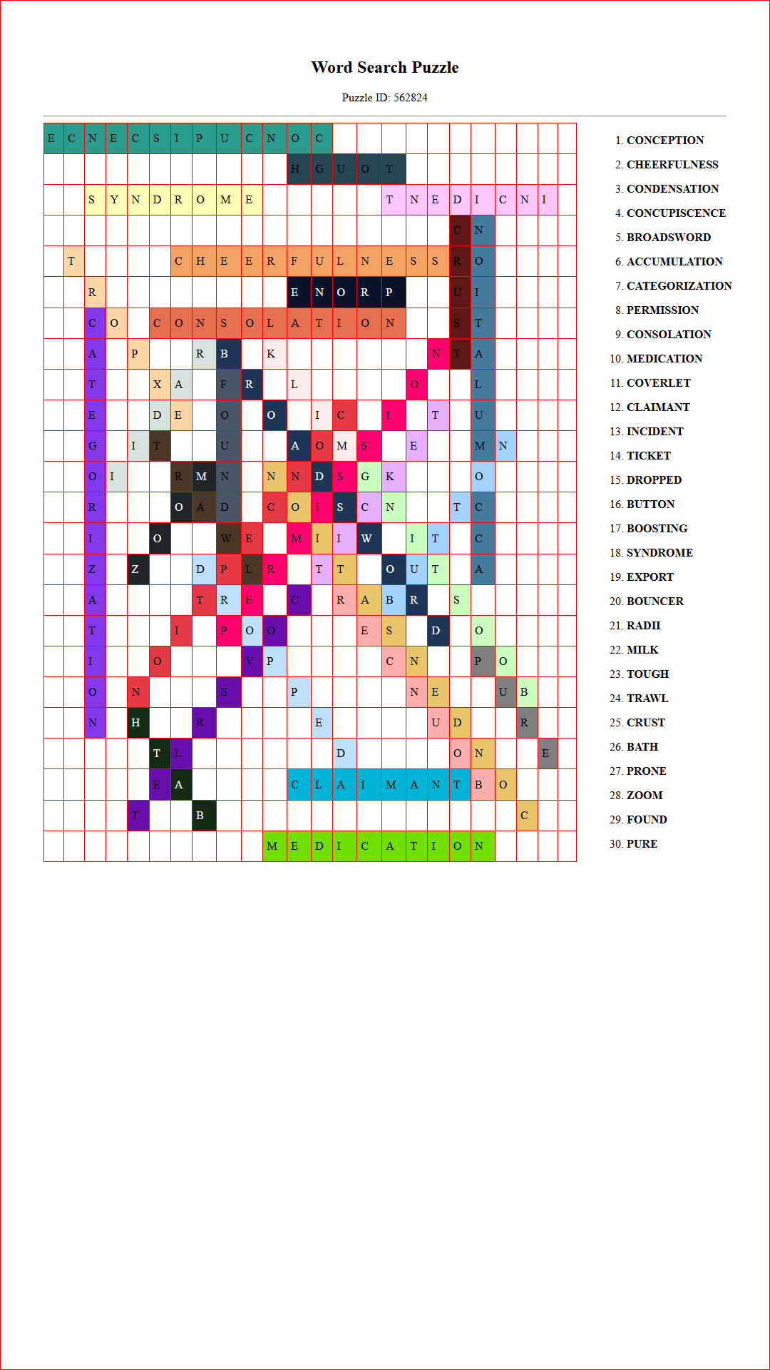 Solution of Printable word search puzzle for adults 239 (Puzzle id: 562824) Document
