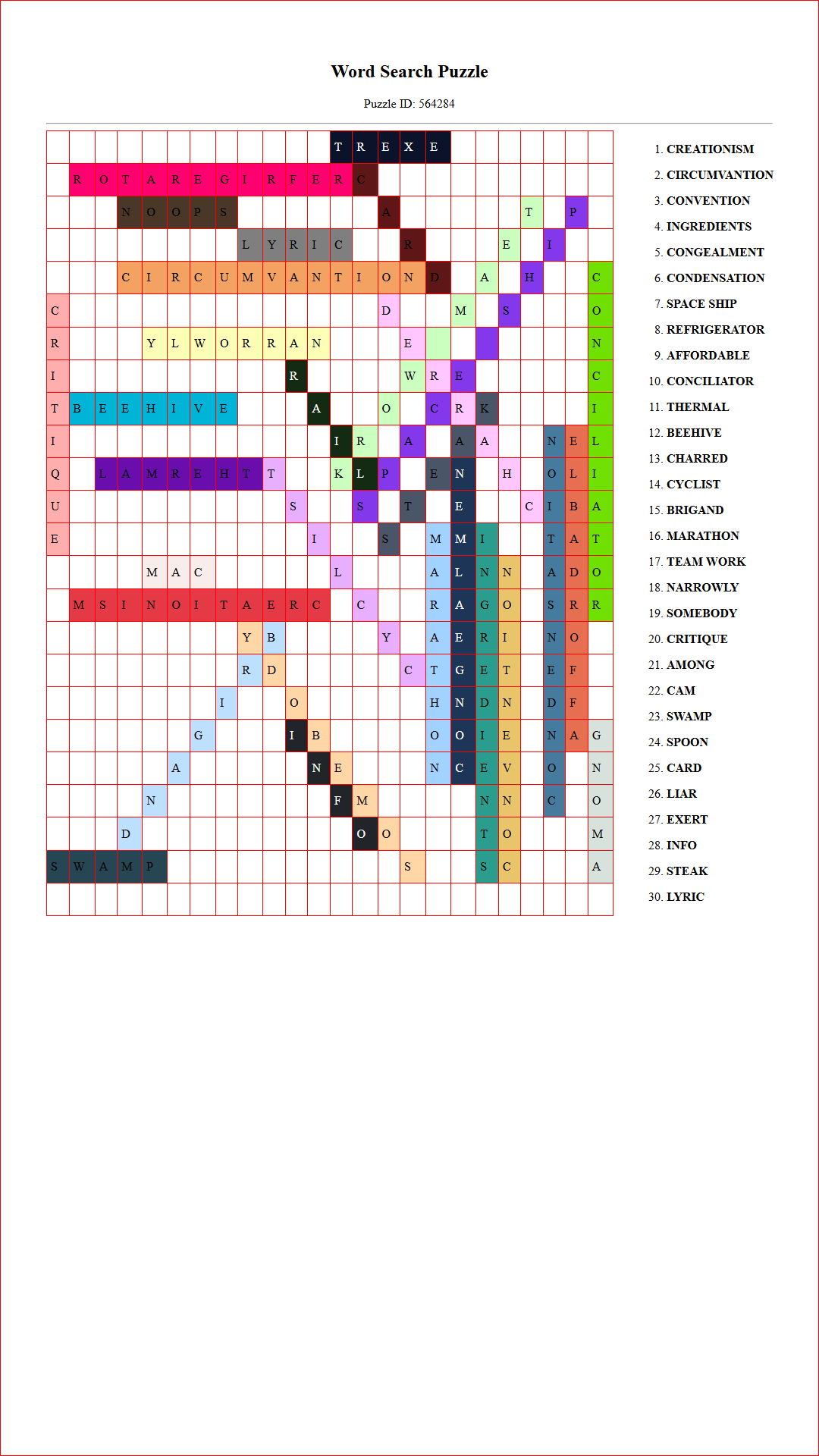 Solution of Printable word search puzzle for adults 306 (Puzzle id: 564284) Document