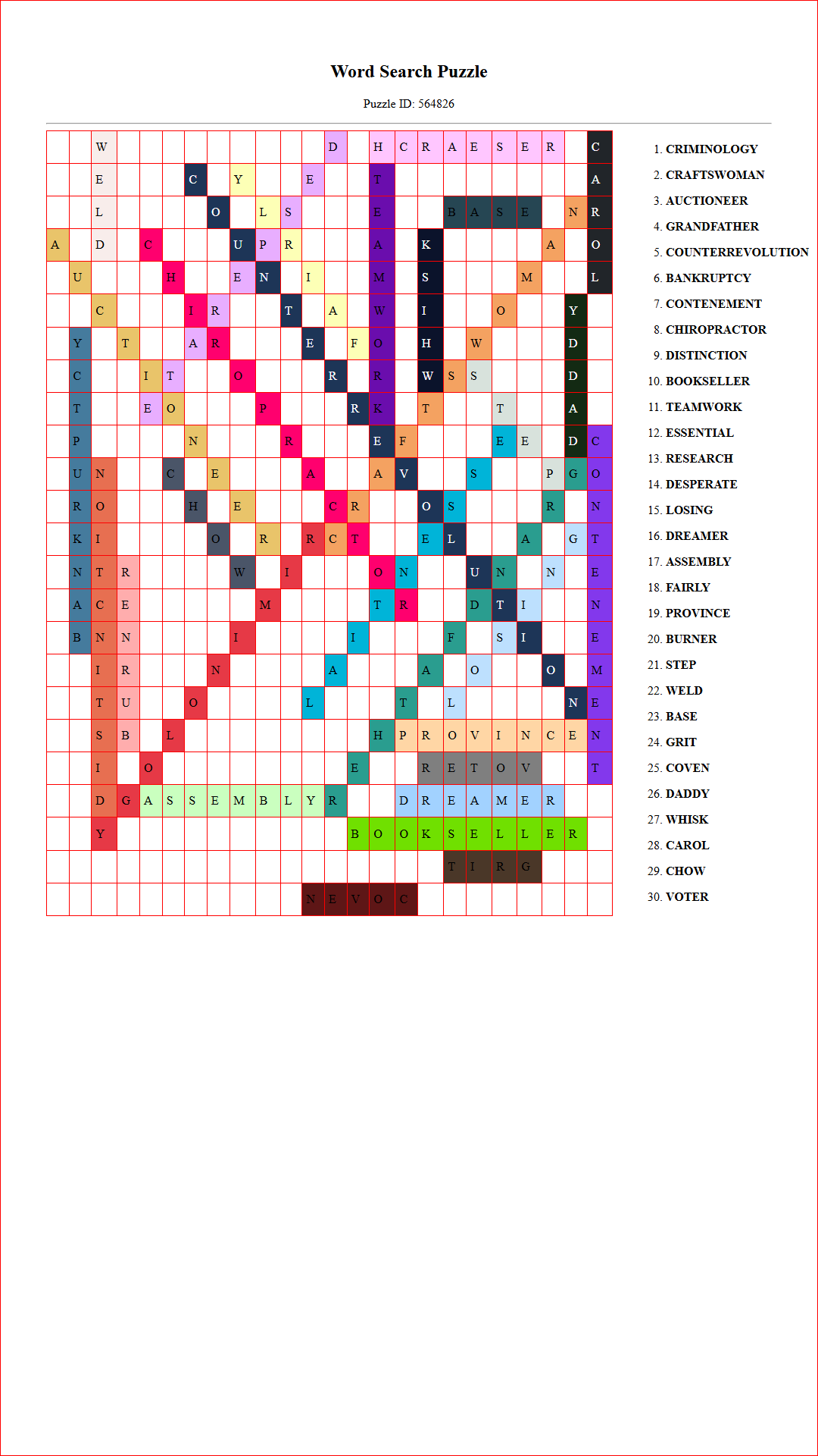 Solution of Printable word search puzzle for adults 288 (Puzzle id: 564826) Document