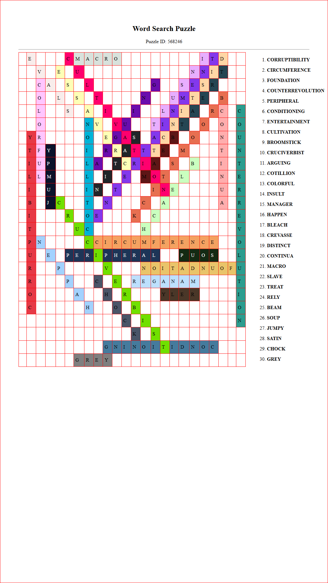 Solution of Printable word search puzzle for adults 260 (Puzzle id: 568246) Document