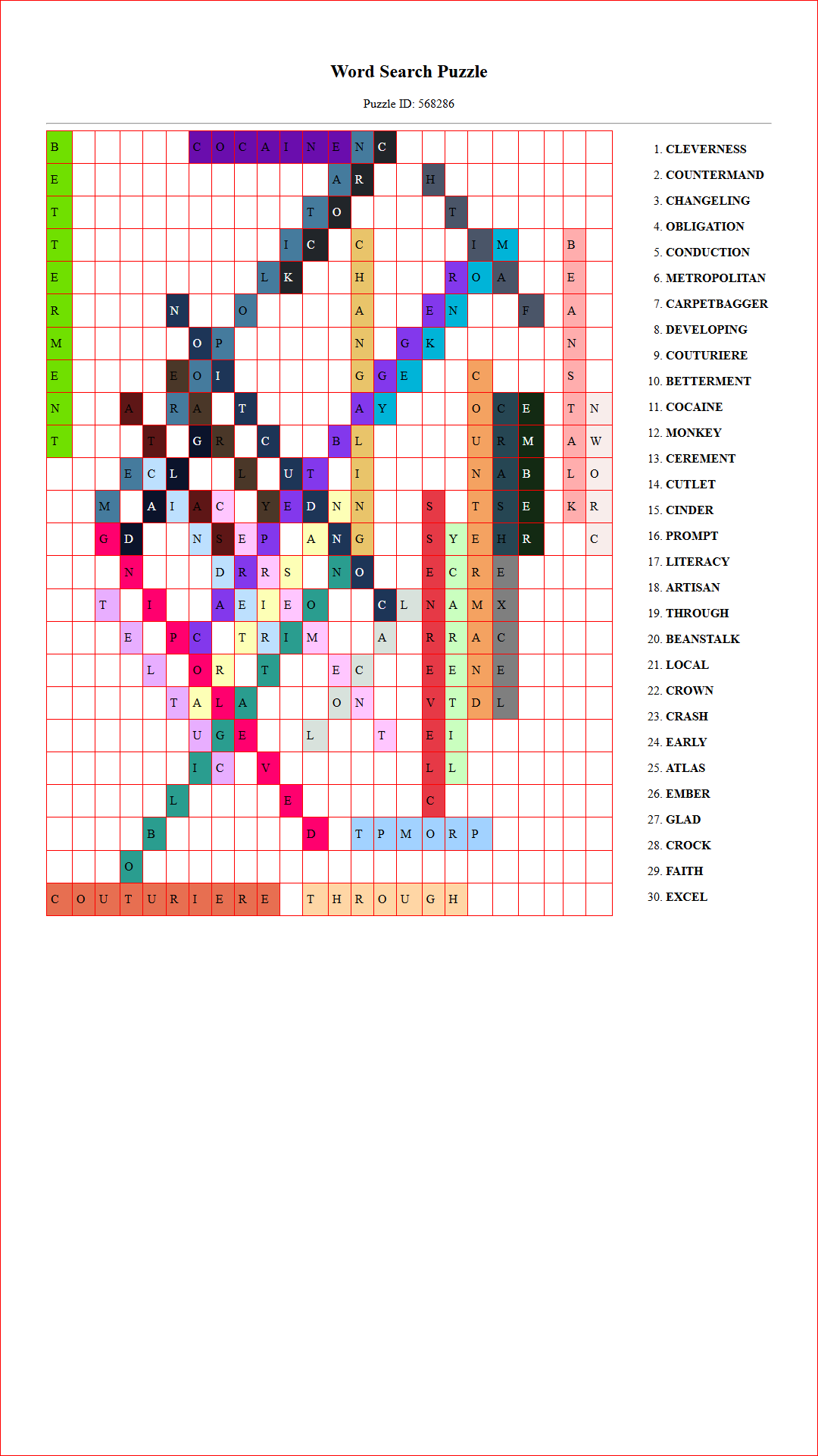 Solution of Printable word search puzzle for adults 232 (Puzzle id: 568286) Document