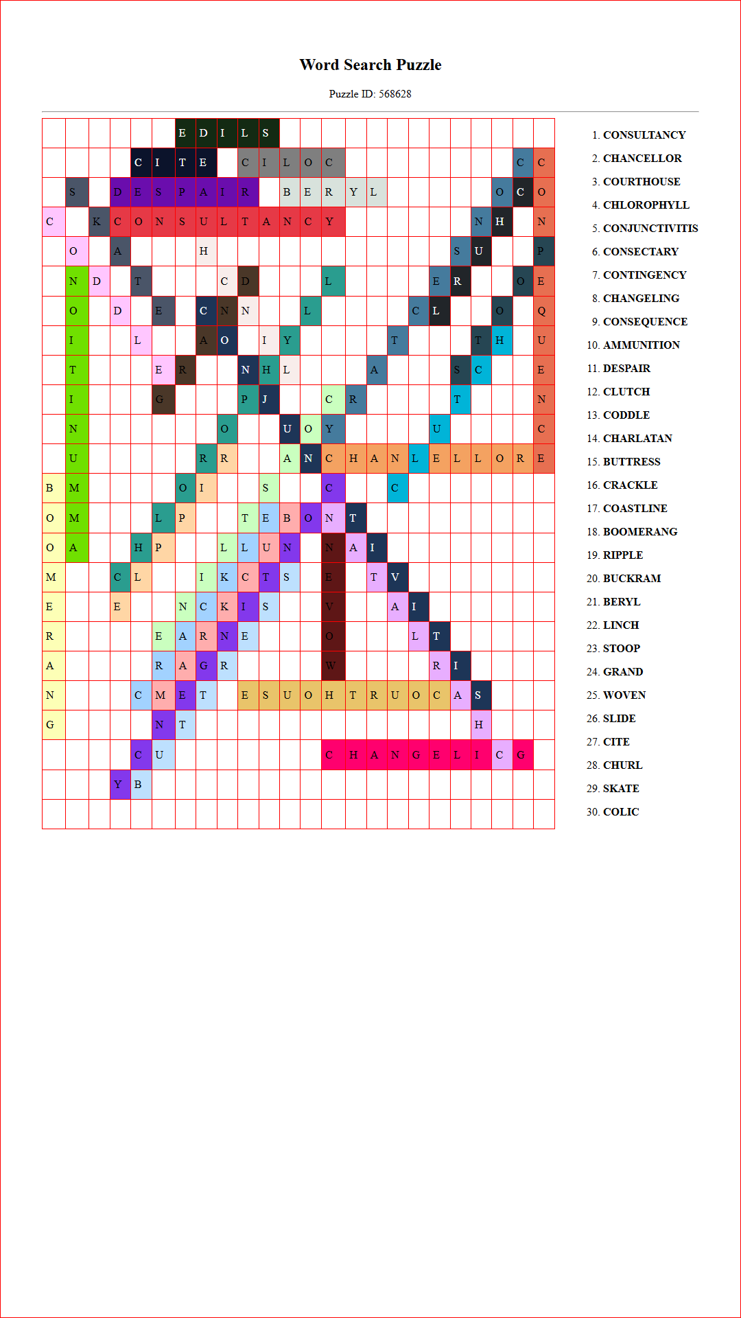 Solution of Printable word search puzzle for adults 247 (Puzzle id: 568628) Document