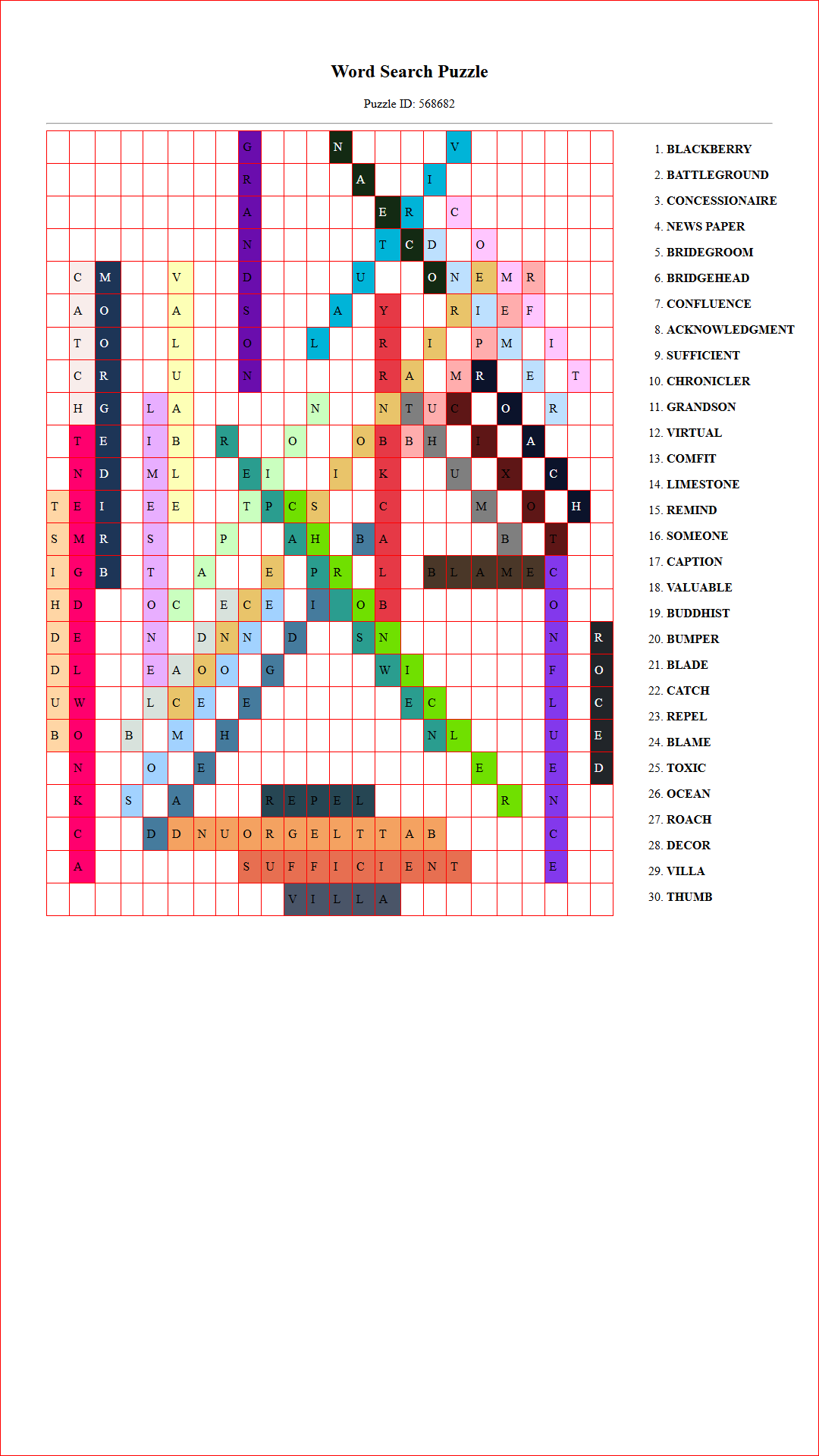 Solution of Printable word search puzzle for adults 459 (Puzzle id: 568682) Document