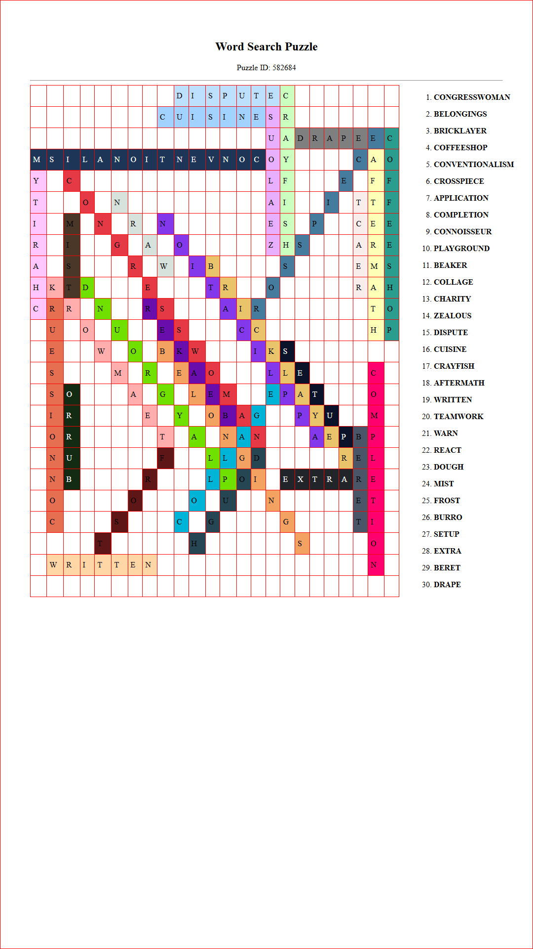 Solution of Printable word search puzzle for adults 36 (Puzzle id: 582684) Document