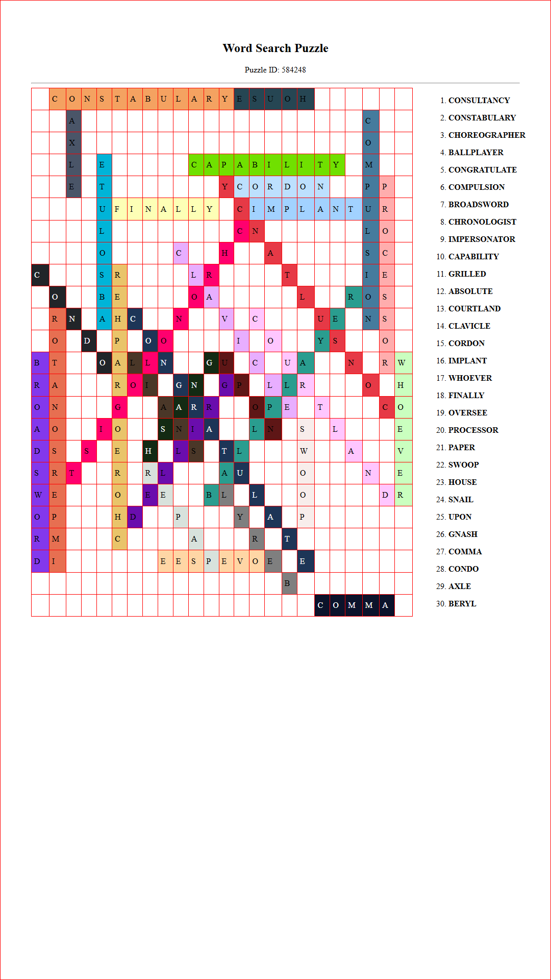 Solution of Printable word search puzzle for adults 240 (Puzzle id: 584248) Document