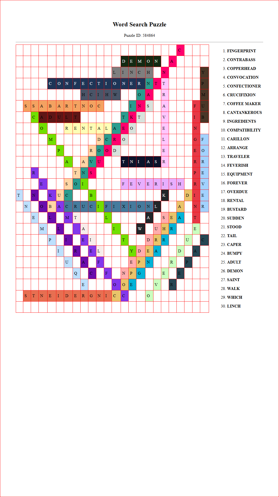 Solution of Printable word search puzzle for adults 81 (Puzzle id: 584864) Document