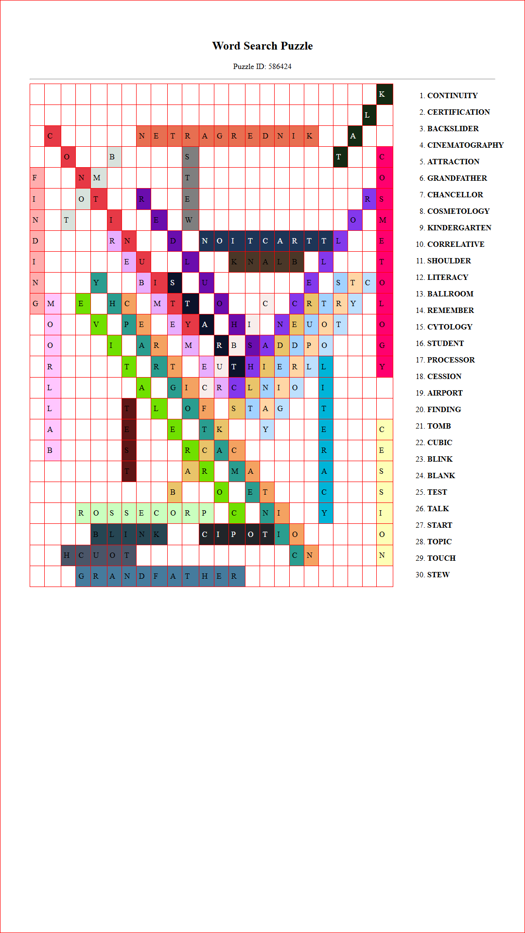 Solution of Printable word search puzzle for adults 319 (Puzzle id: 586424) Document