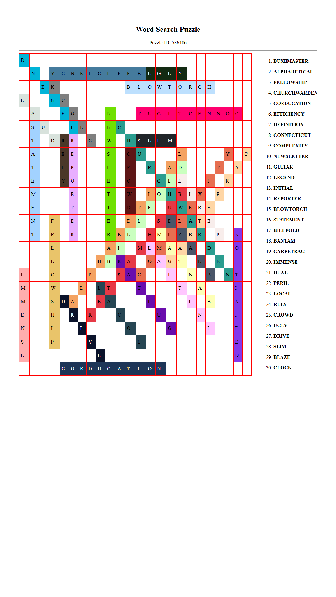 Solution of Printable word search puzzle for adults 423 (Puzzle id: 586486) Document