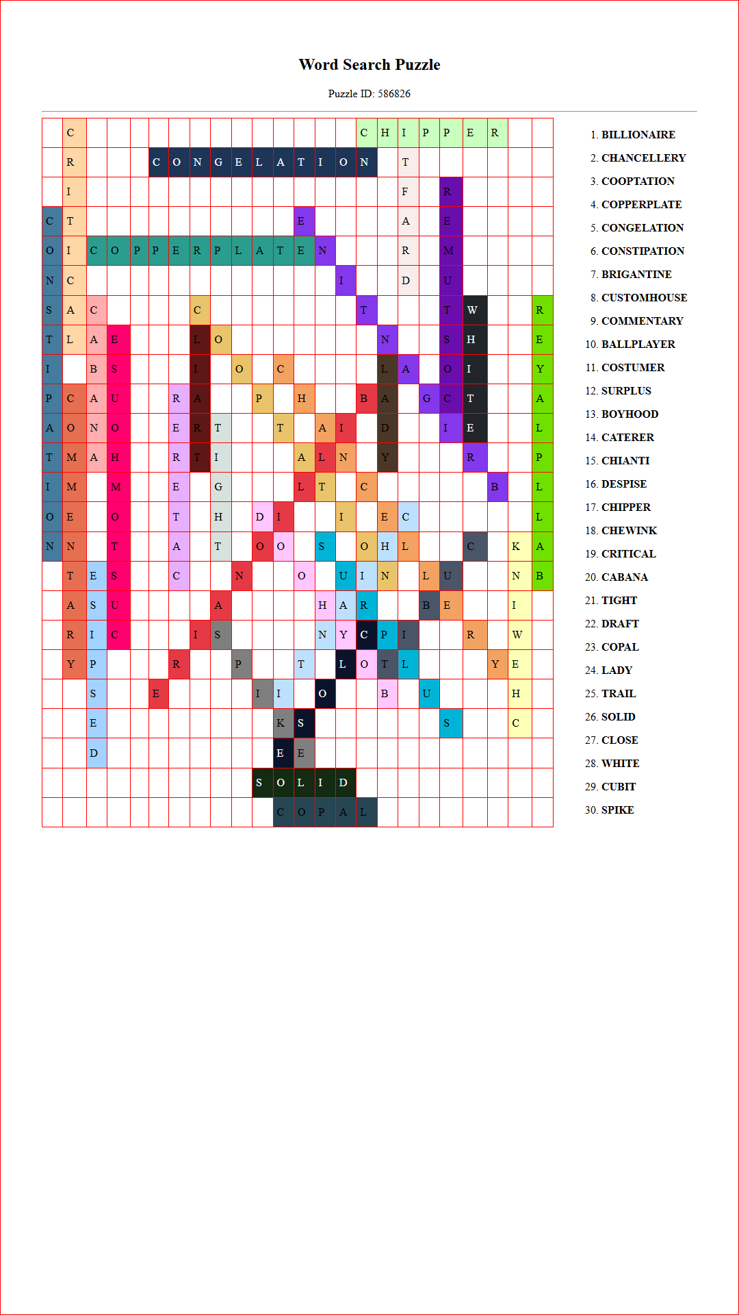 Solution of Printable word search puzzle for adults 454 (Puzzle id: 586826) Document