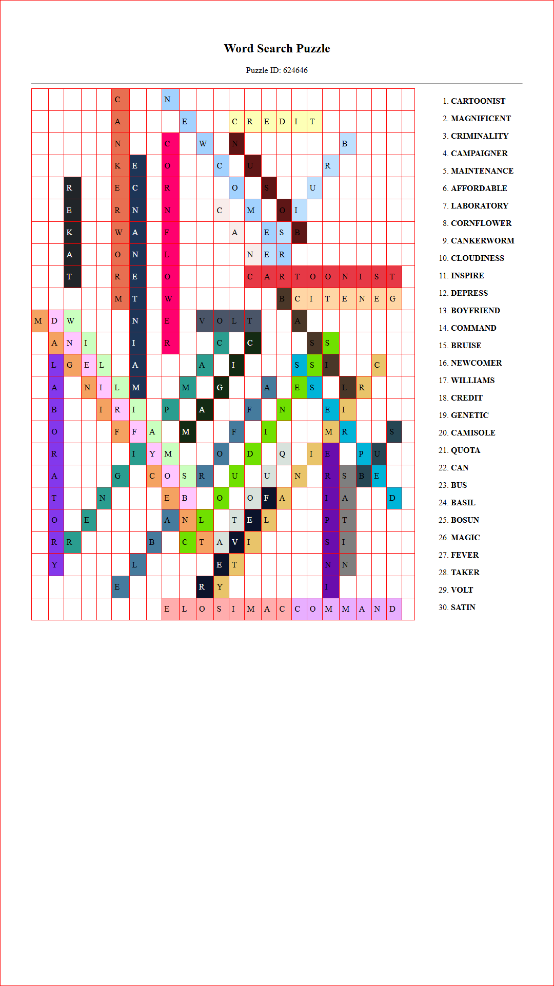 Solution of Printable word search puzzle for adults 253 (Puzzle id: 624646) Document