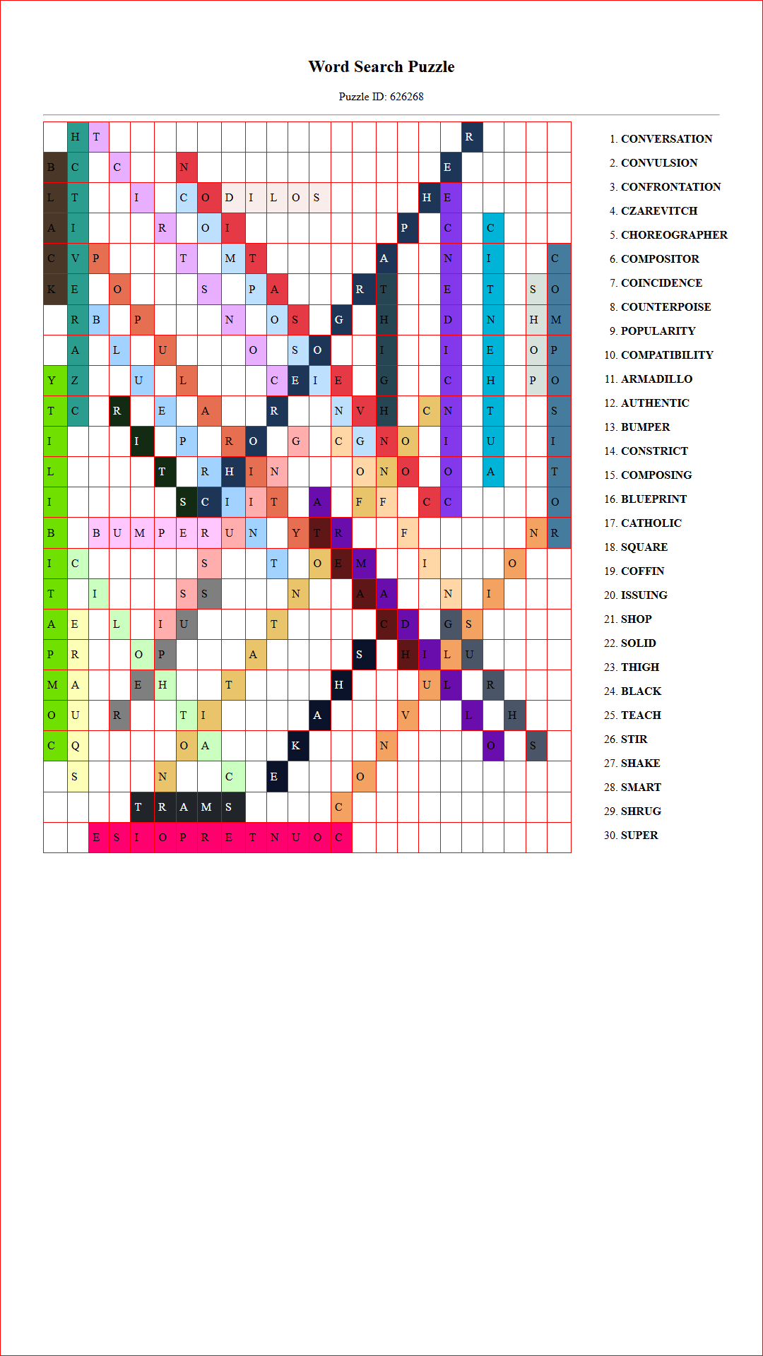 Solution of Printable word search puzzle for adults 114 (Puzzle id: 626268) Document