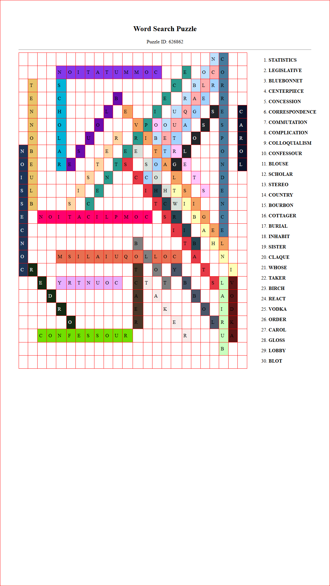 Solution of Printable word search puzzle for adults 262 (Puzzle id: 626862) Document
