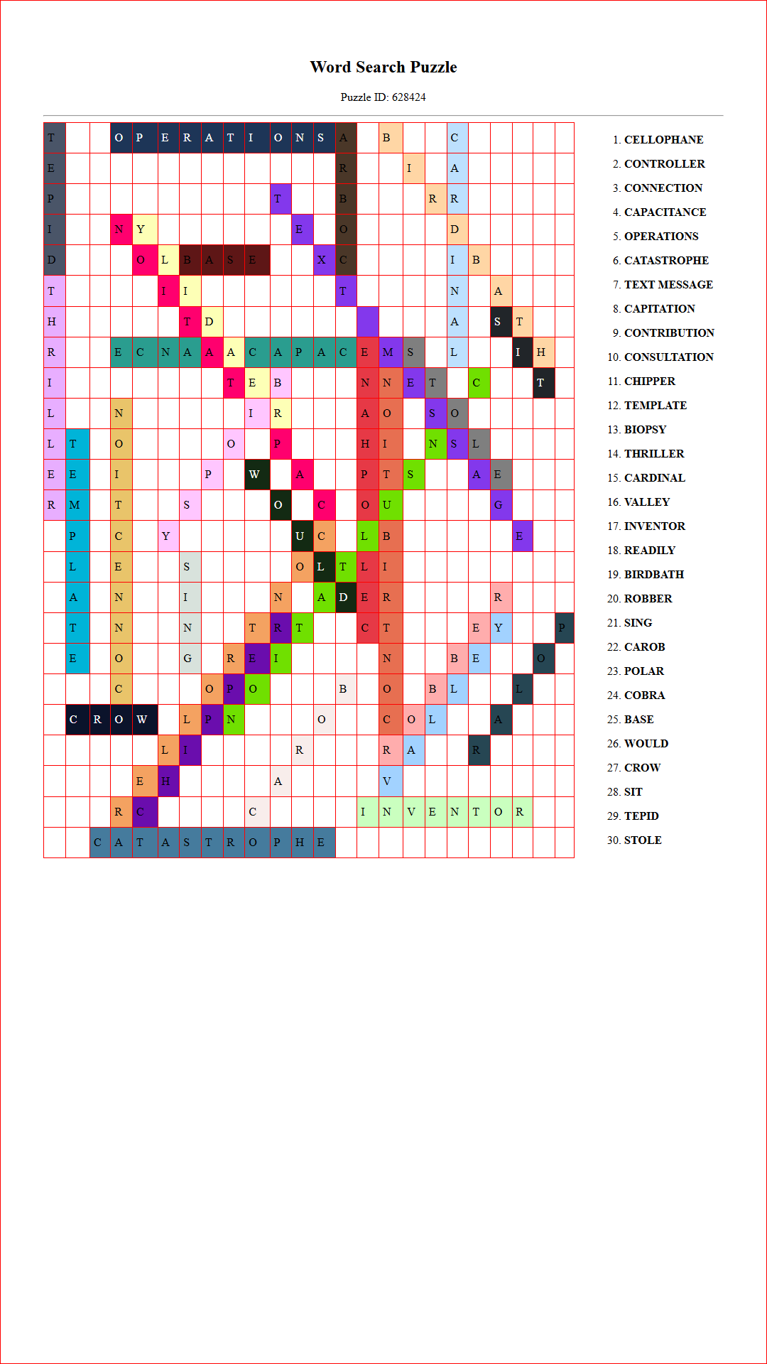 Solution of Printable word search puzzle for adults 292 (Puzzle id: 628424) Document