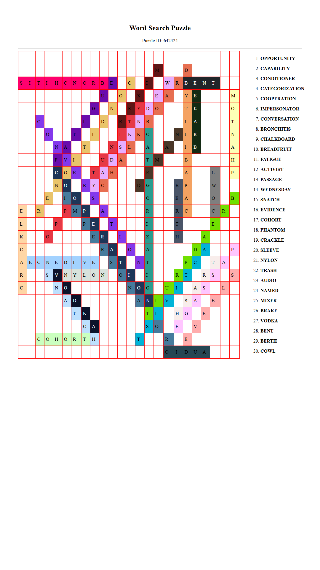 Solution of Printable word search puzzle for adults 29 (Puzzle id: 642424) Document