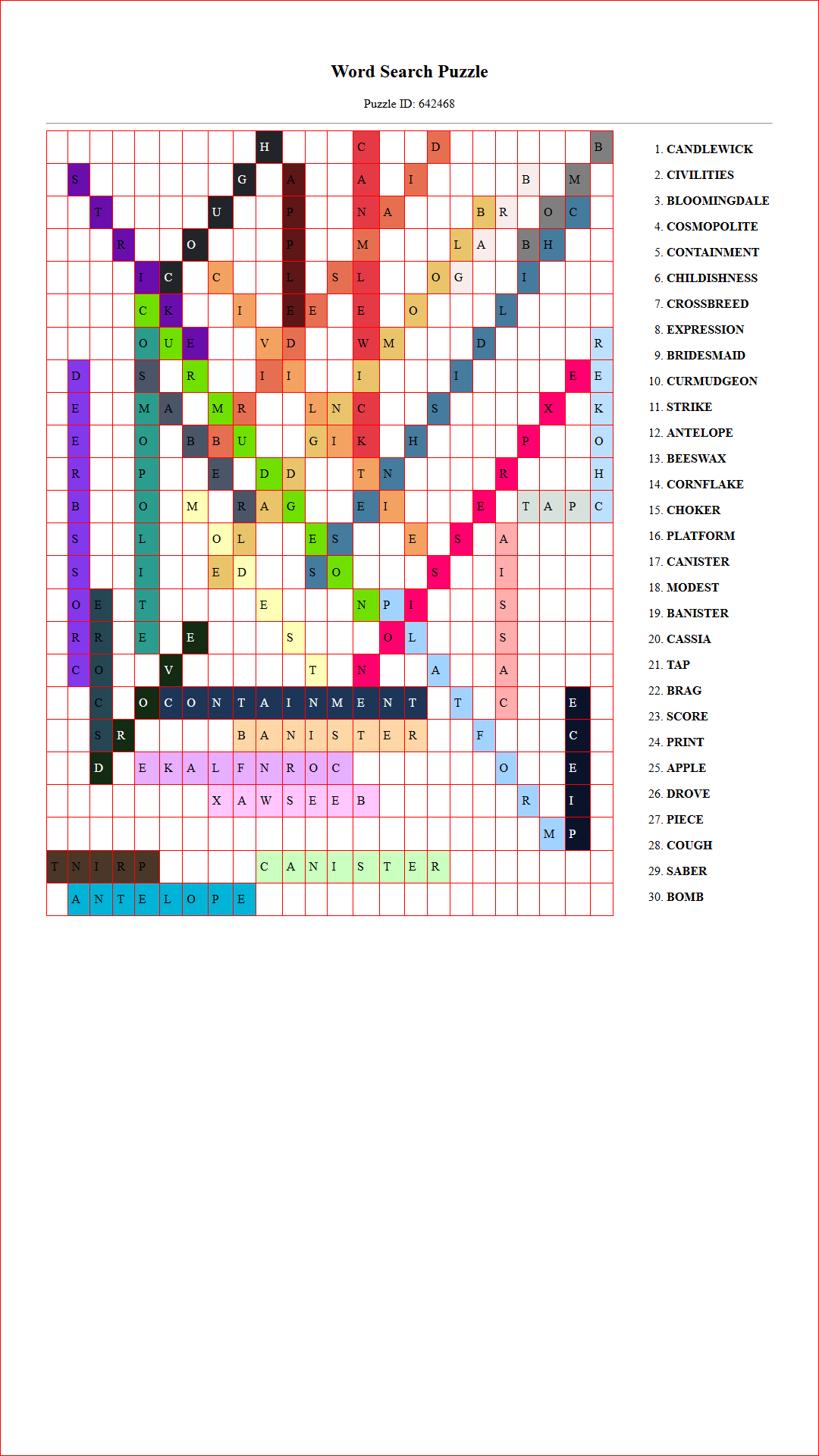 Solution of Printable word search puzzle for adults 6 (Puzzle id: 642468) Document