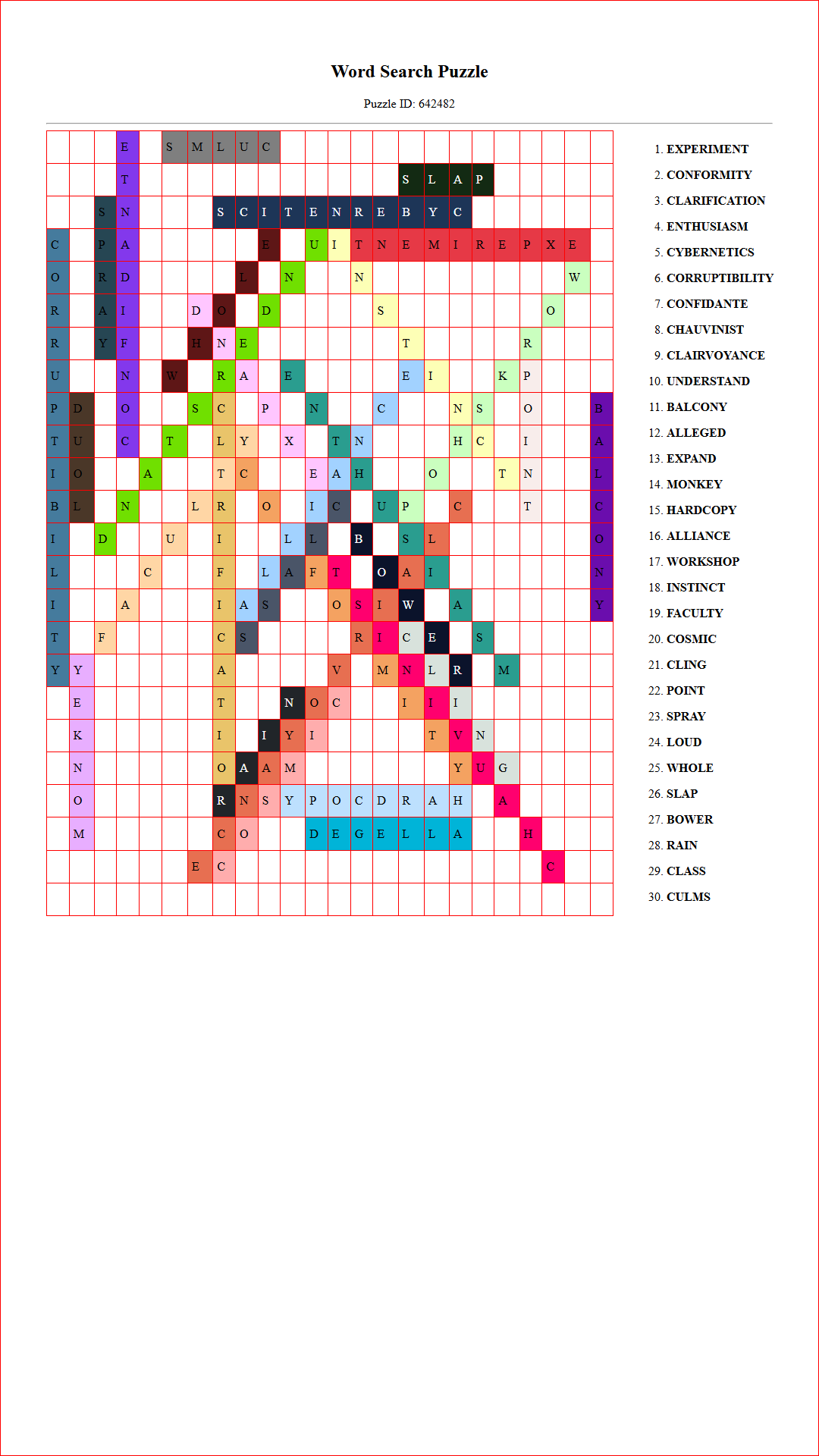 Solution of Printable word search puzzle for adults 23 (Puzzle id: 642482) Document